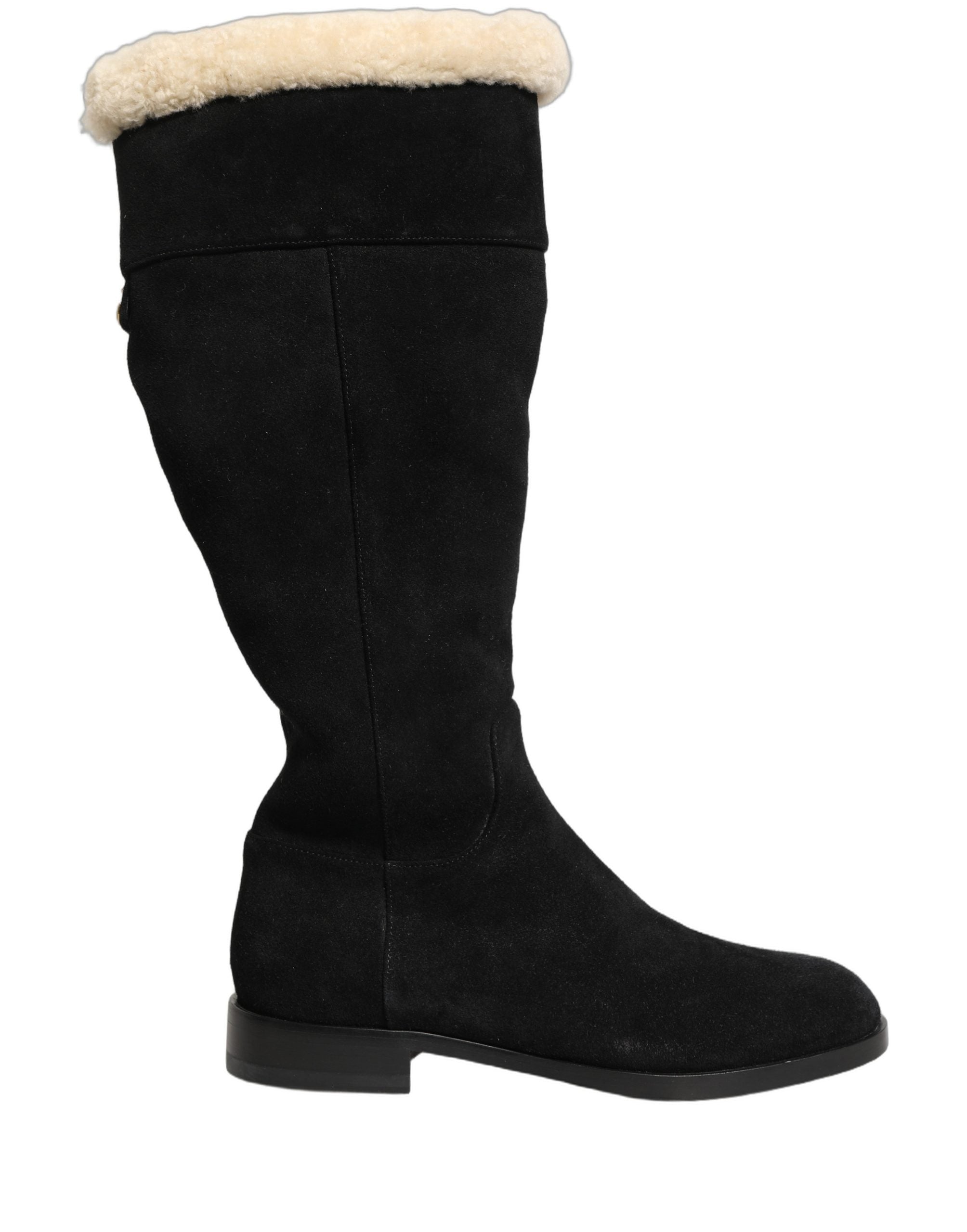 Dolce & Gabbana Suede Leather Knee High Boots Black