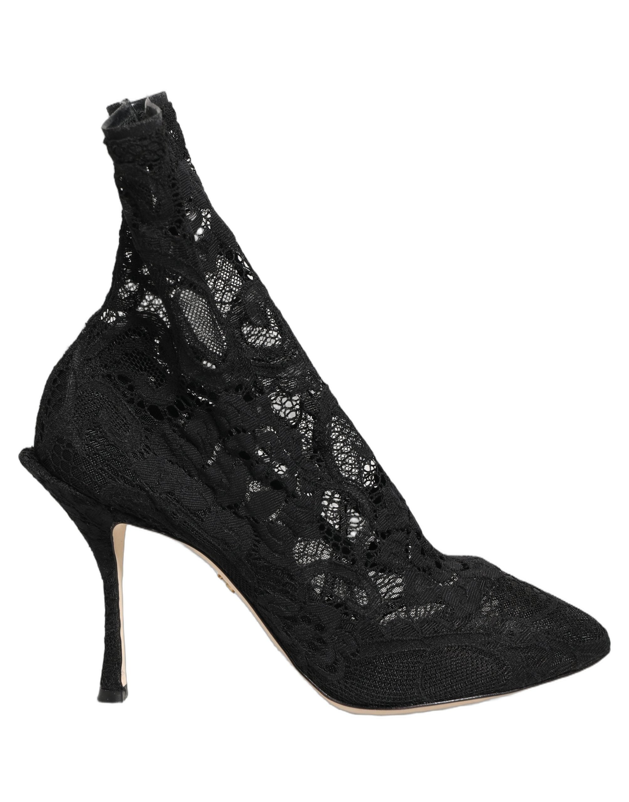 Dolce & Gabbana Black Socks Taormina Lace Pumps Boots Shoes