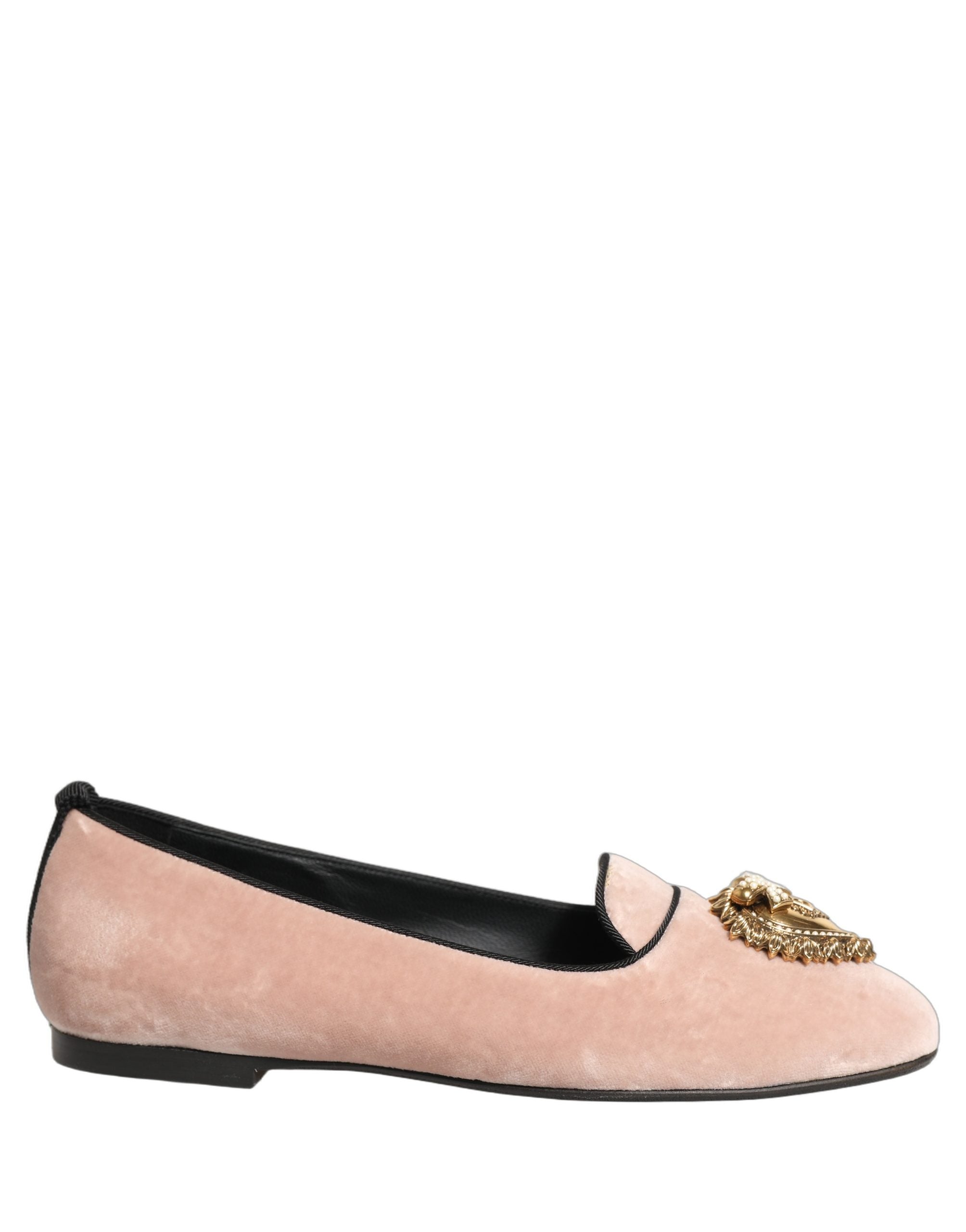 Dolce & Gabbana Pink Velvet Devotion Loafers Flats Shoes