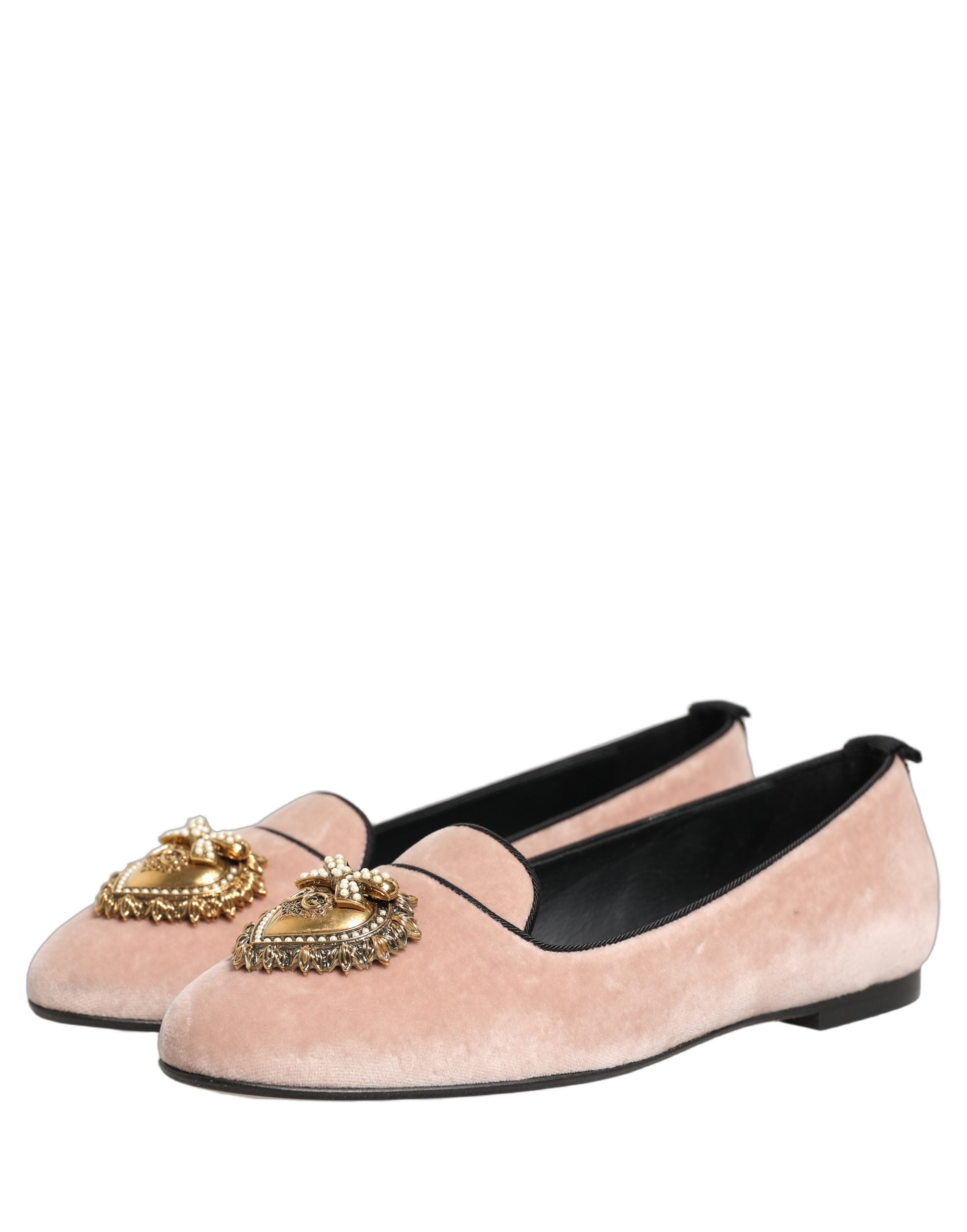 Dolce & Gabbana Pink Velvet Devotion Loafers Flats Shoes