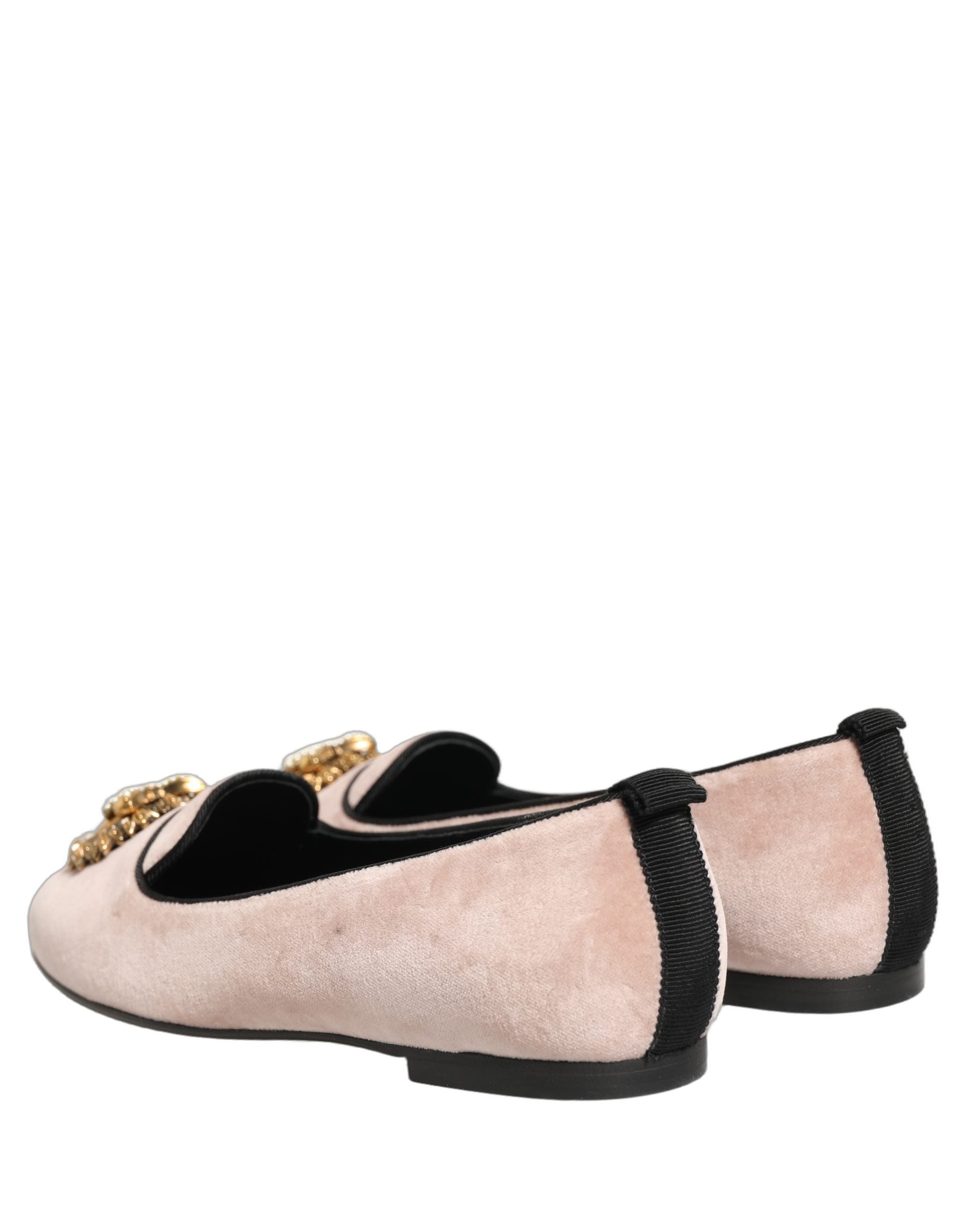 Dolce & Gabbana Pink Velvet Devotion Loafers Flats Shoes