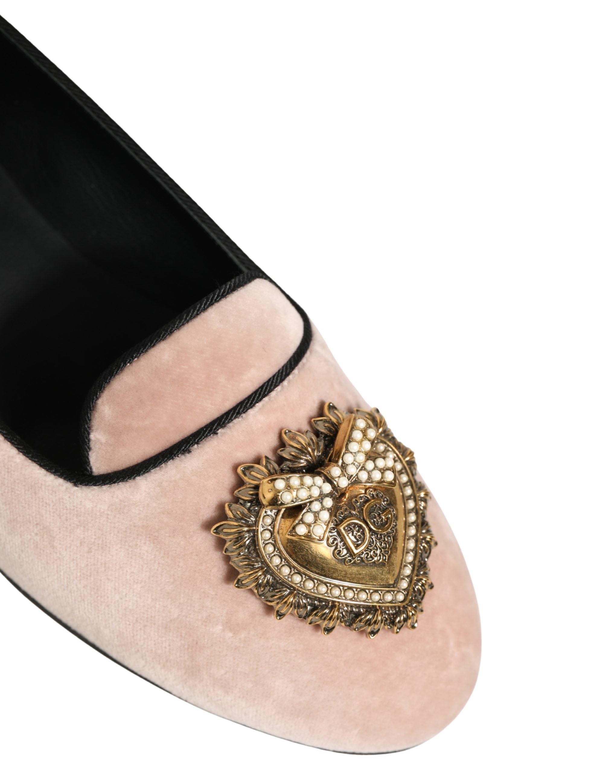 Dolce & Gabbana Pink Velvet Devotion Loafers Flats Shoes