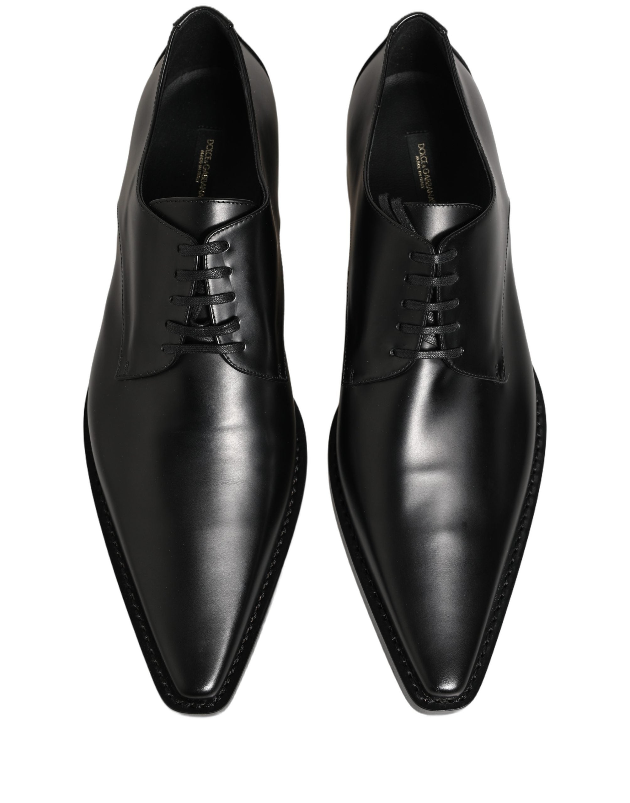 Dolce & Gabbana Black Leather Lace Up Derby Dress Shoes