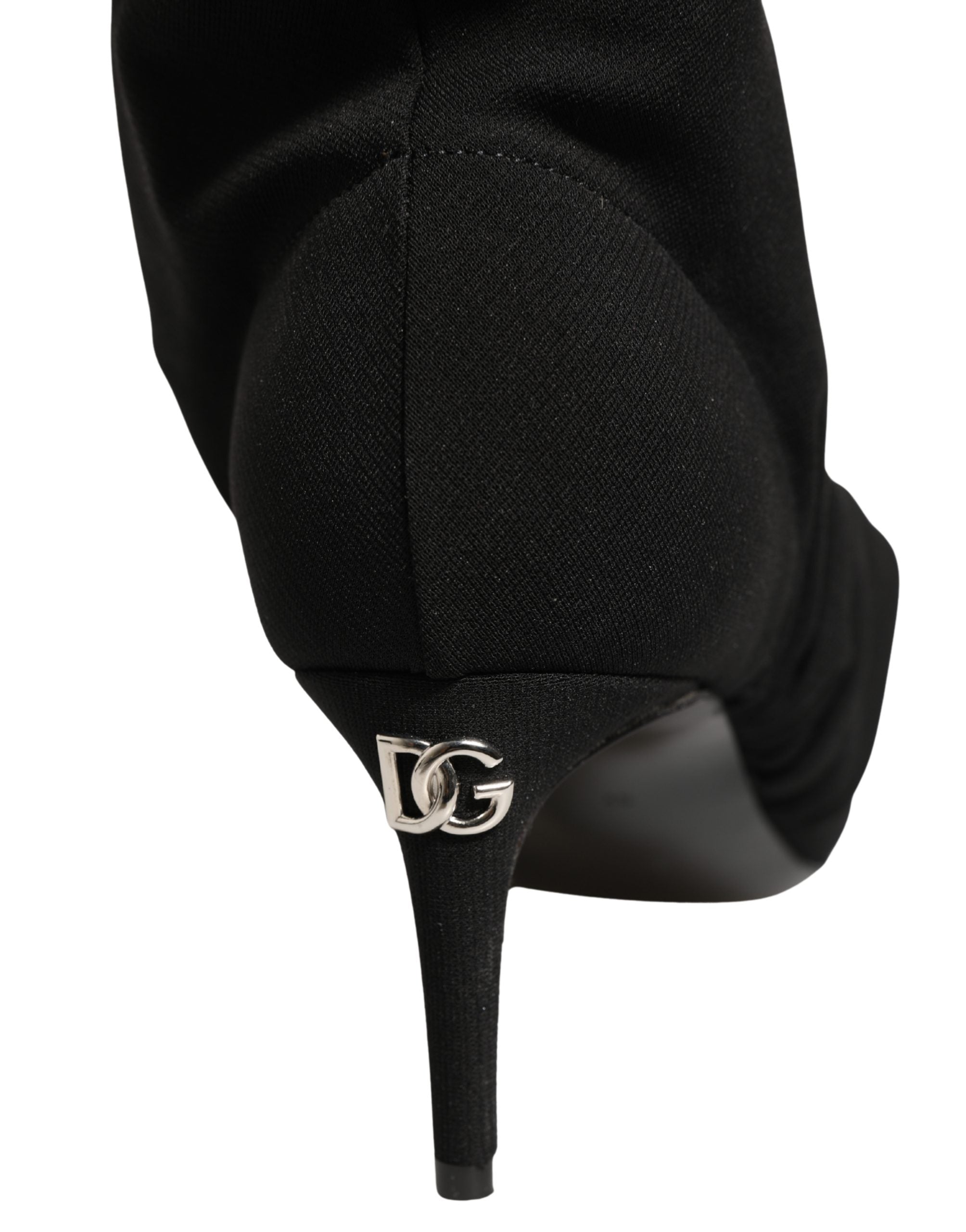 Dolce & Gabbana Black Stretch Socks Heels Ankle Boots Shoes
