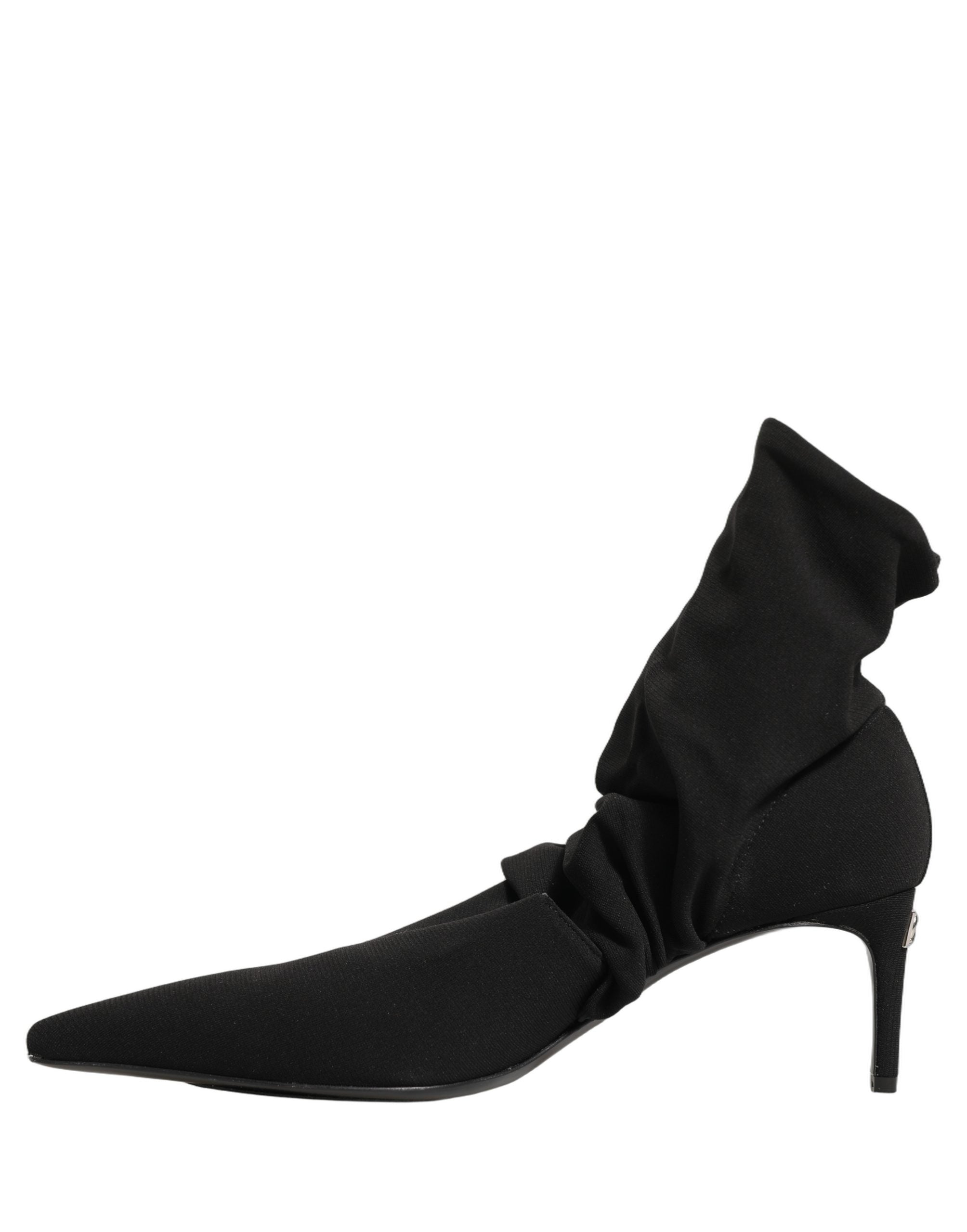 Dolce & Gabbana Black Stretch Socks Heels Ankle Boots Shoes