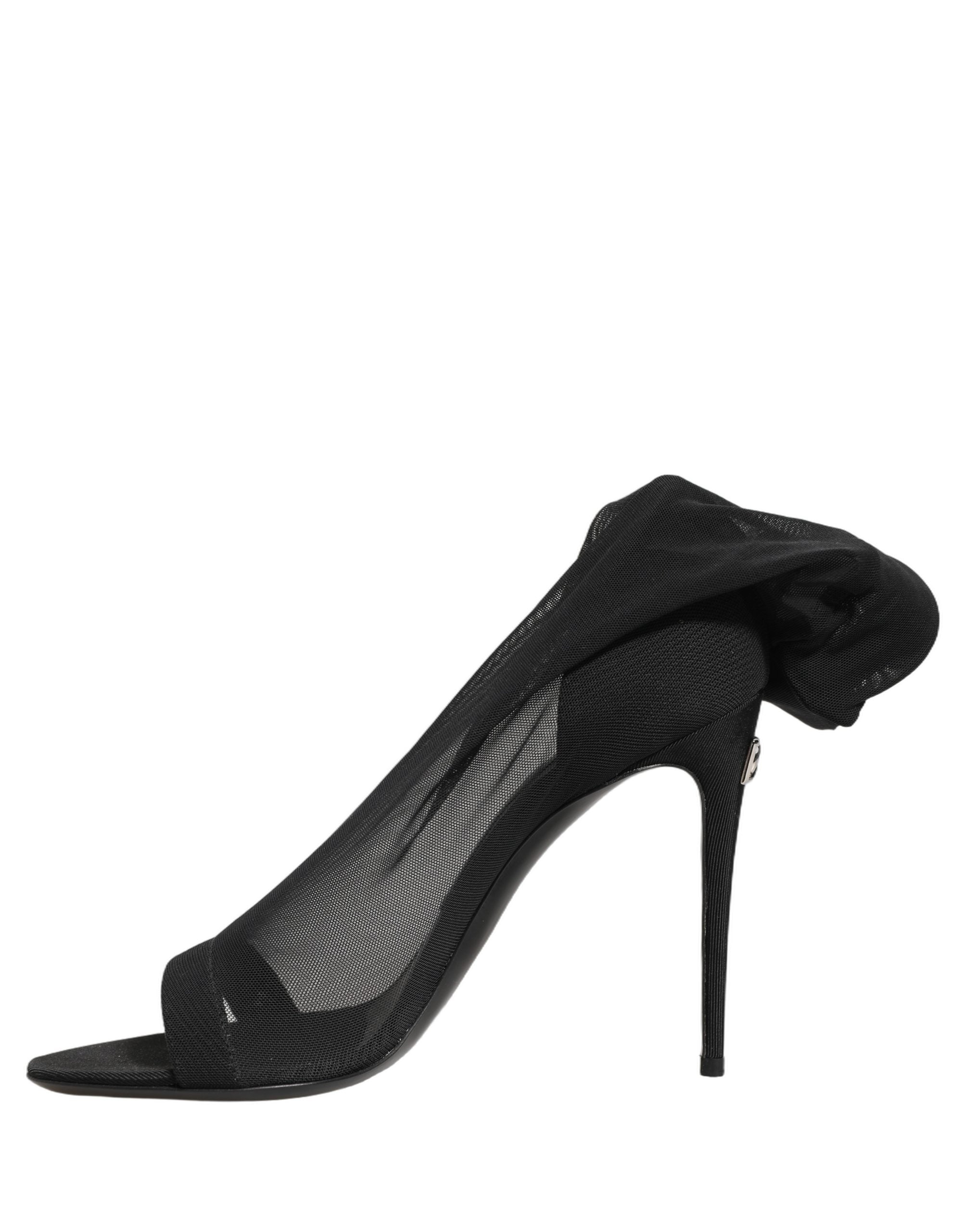 Dolce & Gabbana Black Nylon Mesh Sock Style Boots Shoes
