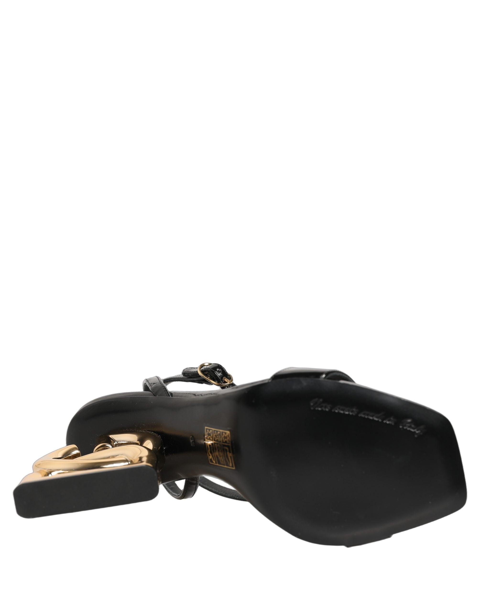 Dolce & Gabbana Black Leather Ankle Strap Heels Sandals Shoes
