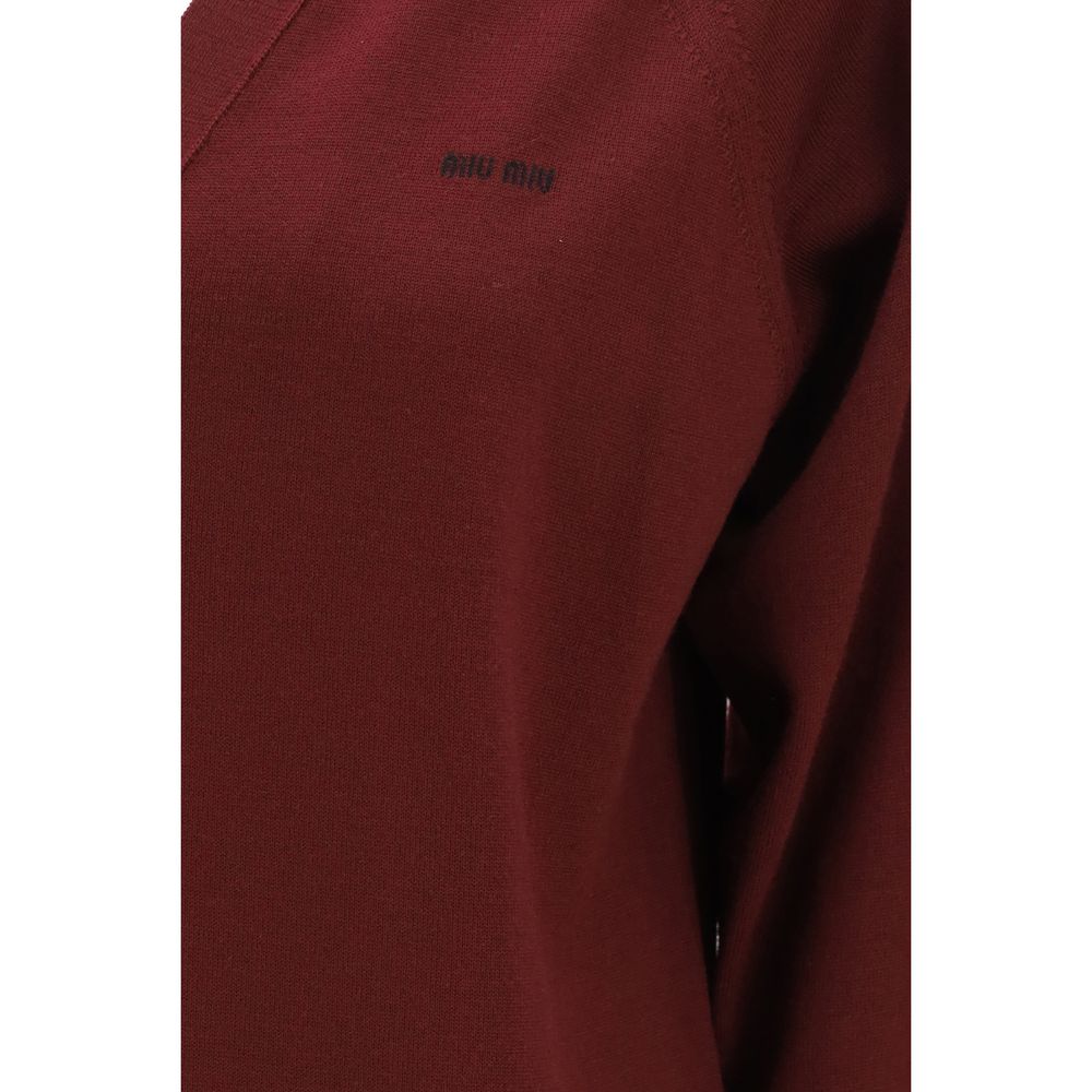 Miu Miu Bordeaux Wool Oves Aries Cardigan
