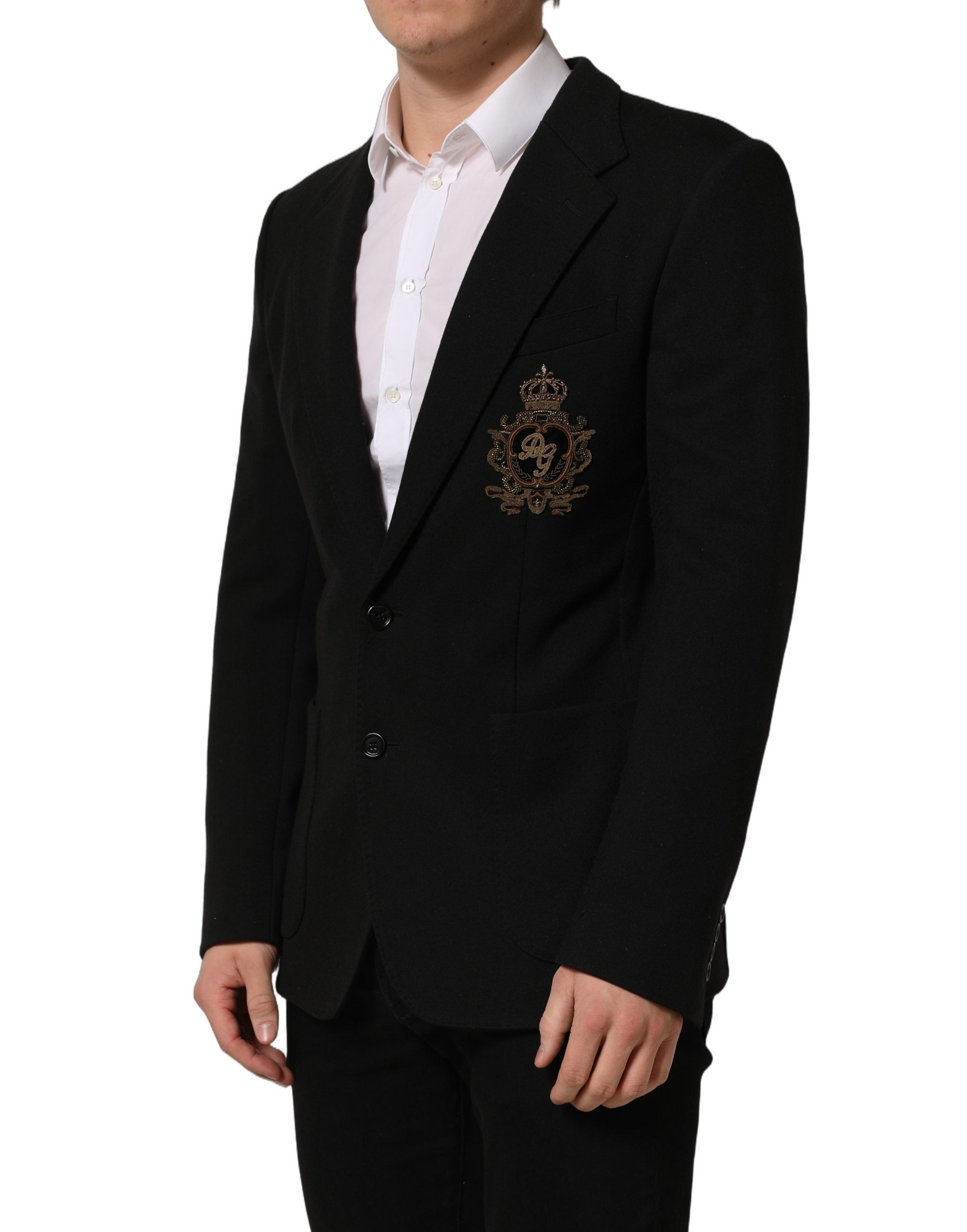 Dolce & Gabbana Black Logo Crest SingleBreasted Coat Blazer