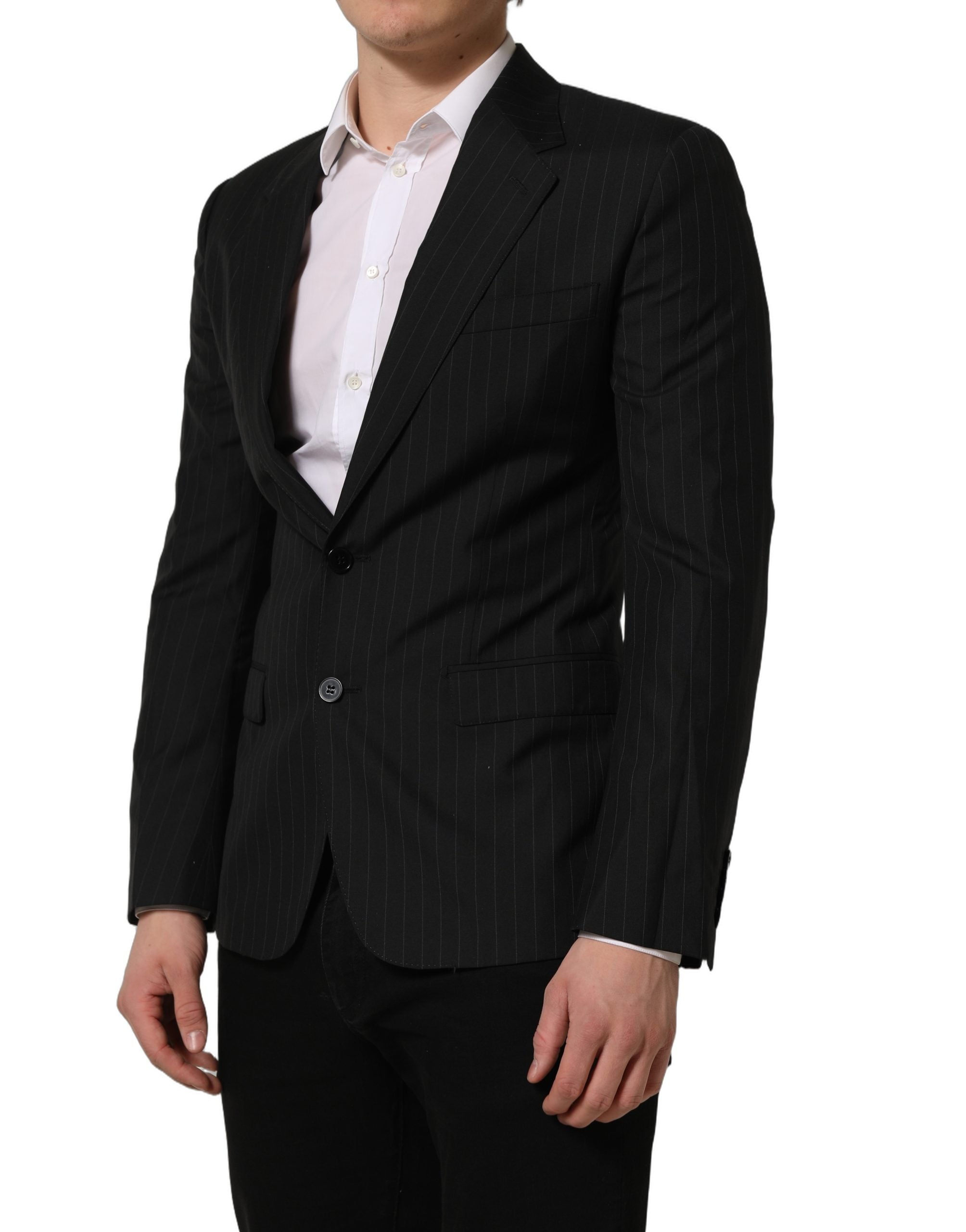 Dolce & Gabbana Black Stripes Wool Single Breasted Blazer