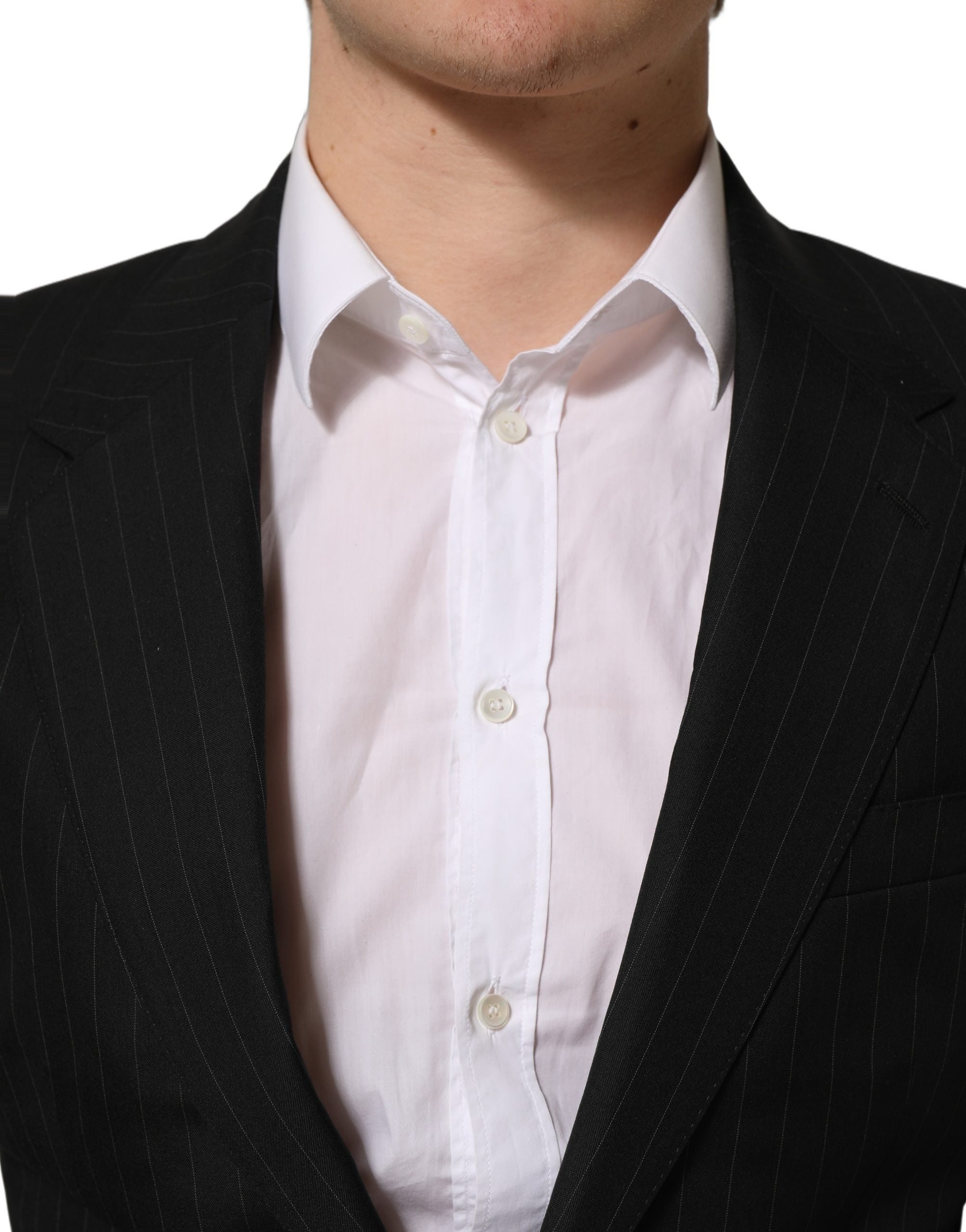 Dolce & Gabbana Black Stripes Wool Single Breasted Blazer