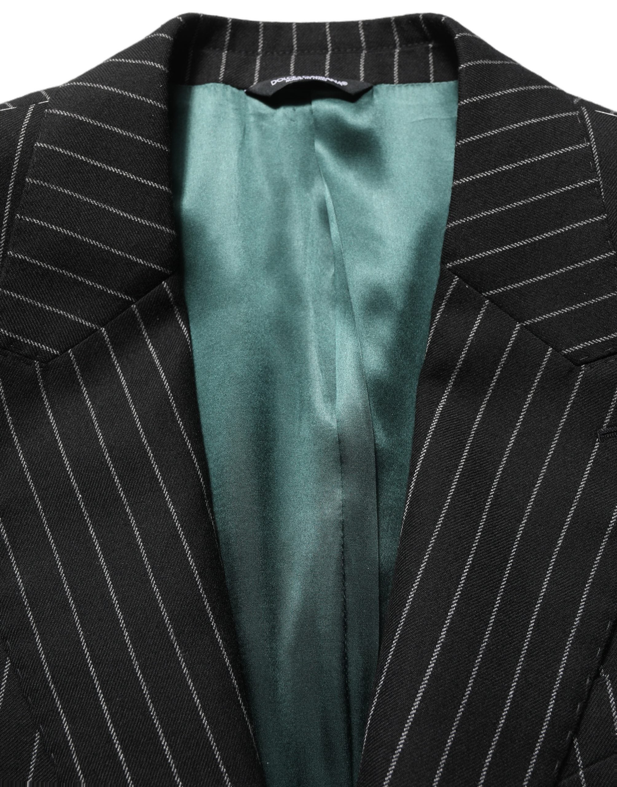Dolce & Gabbana Black Stripes Wool Single Breasted Blazer