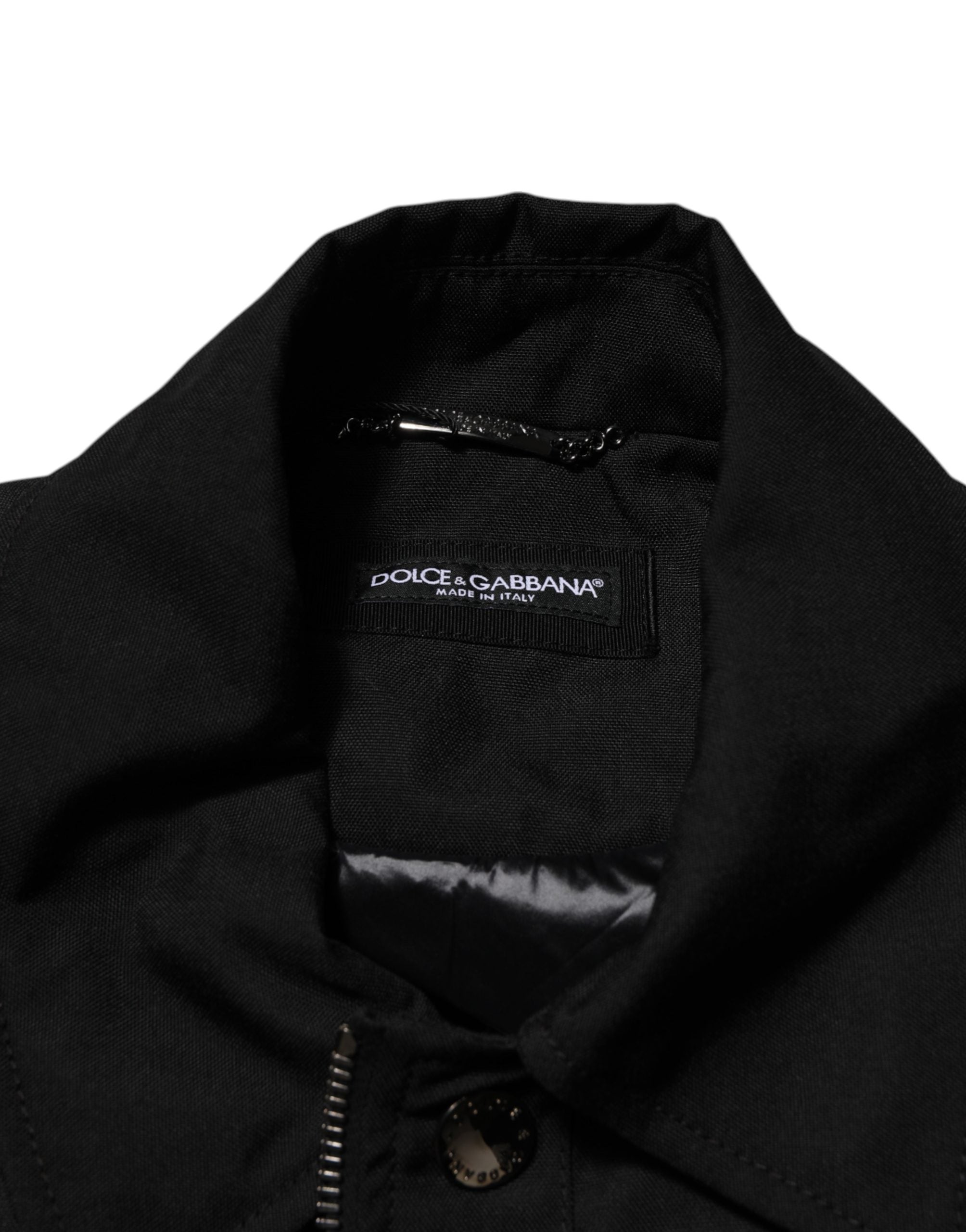 Dolce & Gabbana Black Nylon Full Zip Blouson Bomber Jacket
