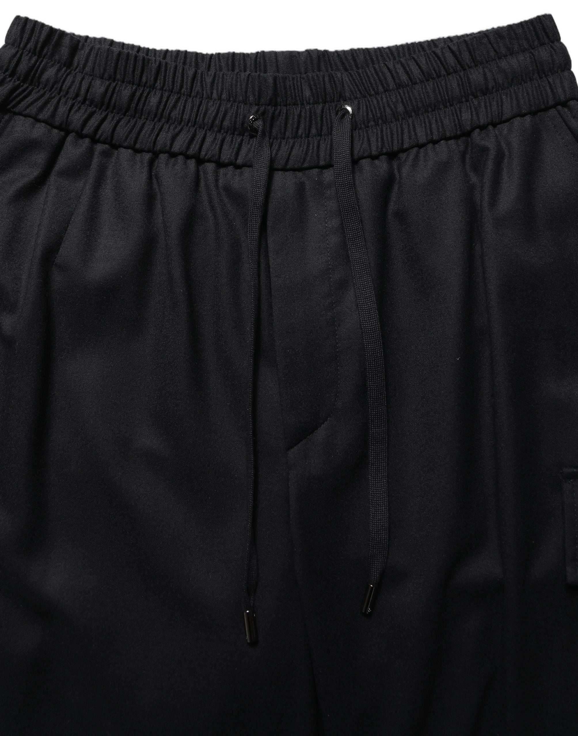 Dolce & Gabbana Black Mid Waist Cargo Jogger Sweatpants Pants