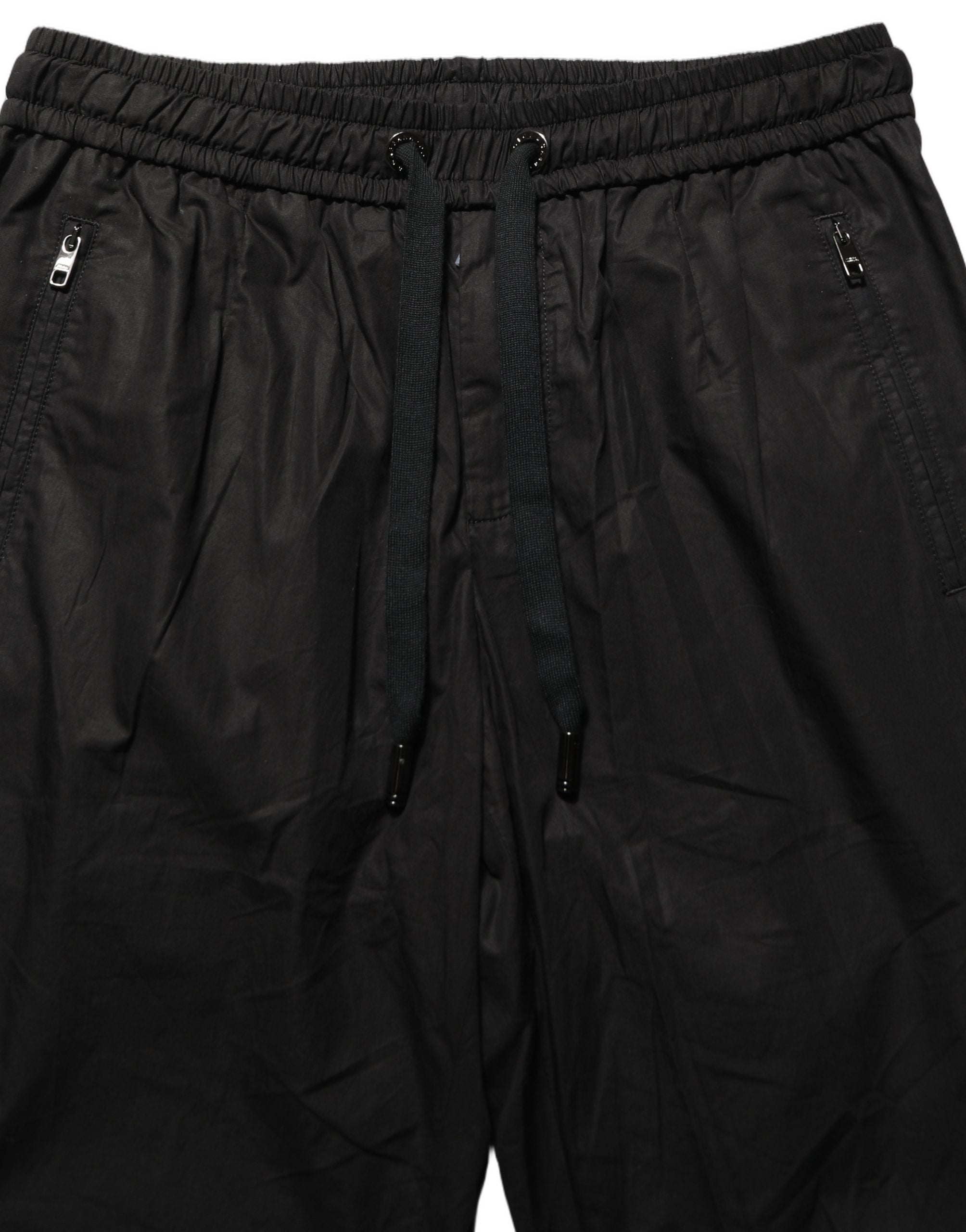Dolce & Gabbana Black Cotton Mid Waist Jogger Sweatpants Pants