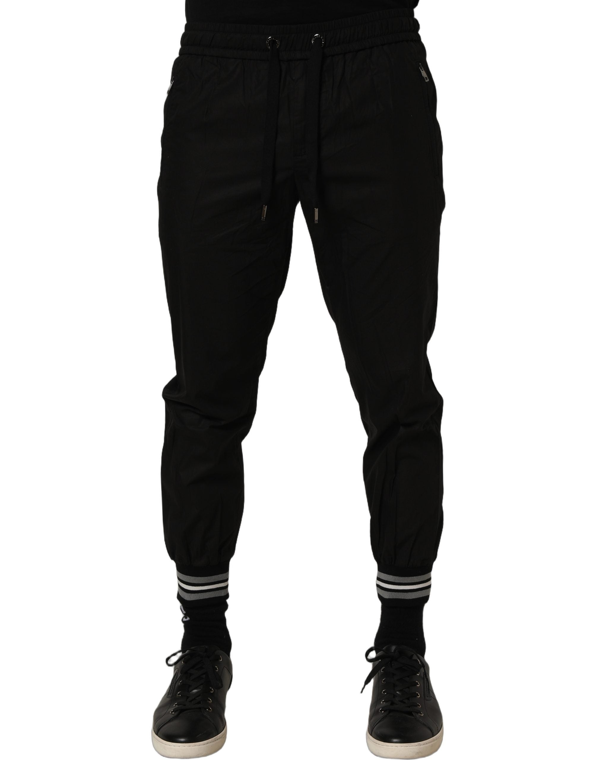Dolce & Gabbana Black Cotton Mid Waist Jogger Sweatpants Pants