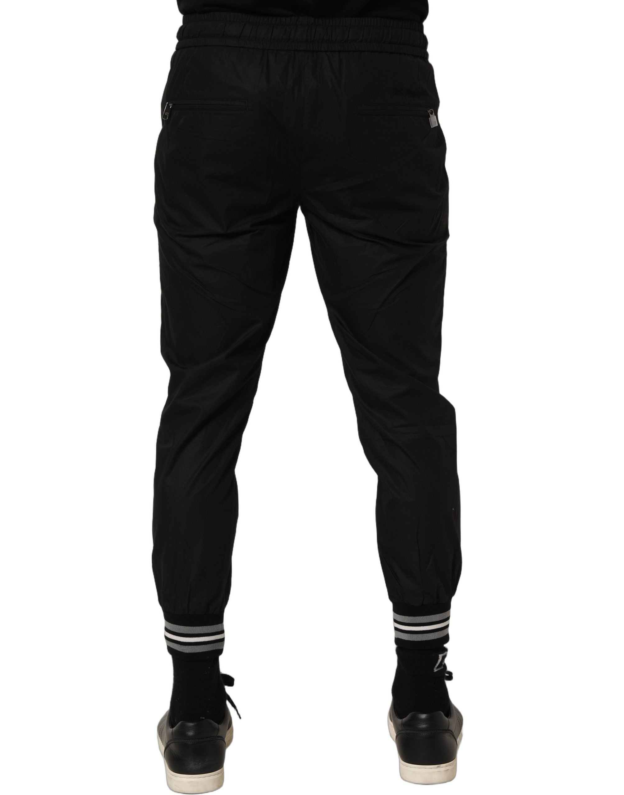 Dolce & Gabbana Black Cotton Mid Waist Jogger Sweatpants Pants