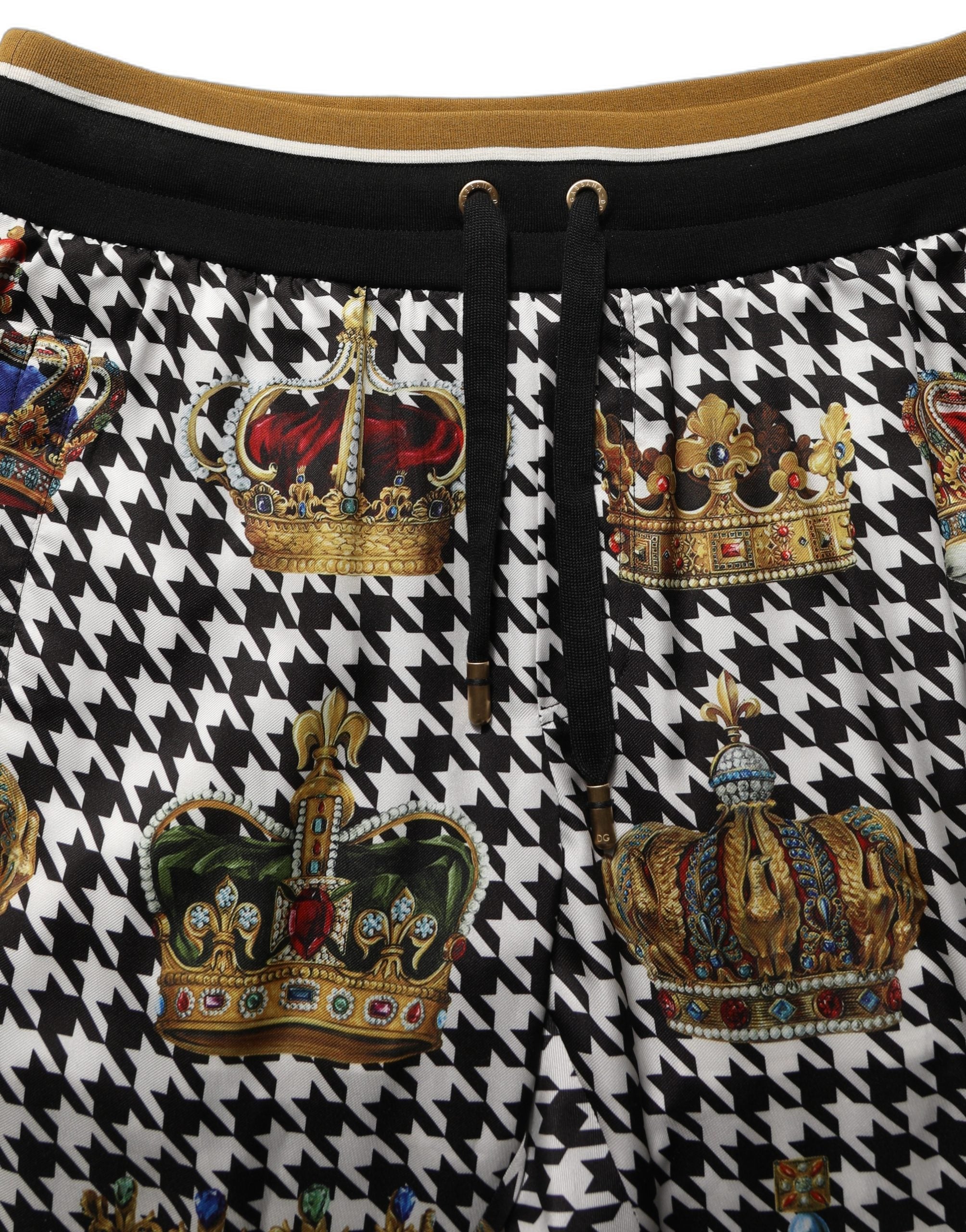 Dolce & Gabbana Multicolor Houndstooth Crown Men Sweatpants Pants