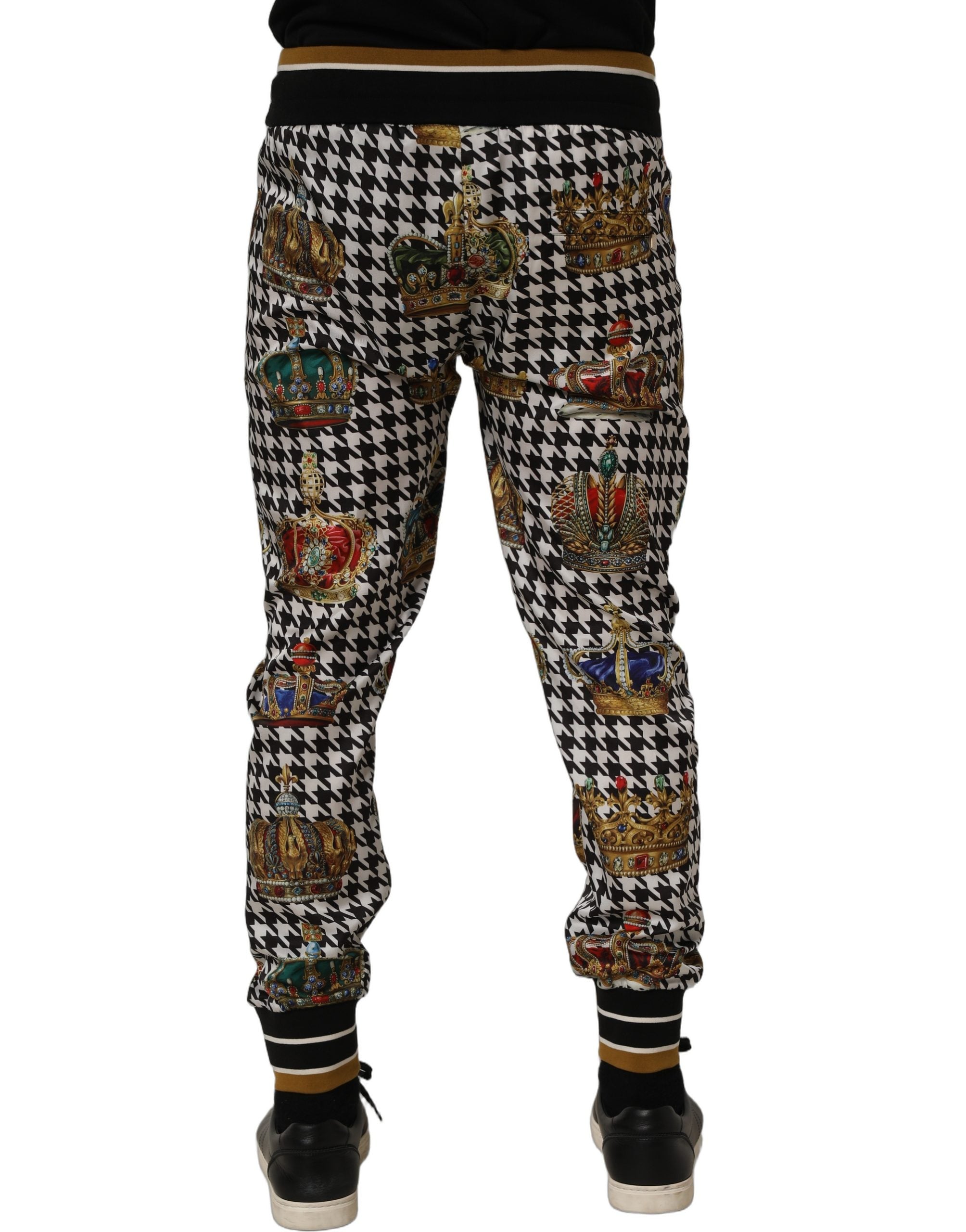 Dolce & Gabbana Multicolor Houndstooth Crown Men Sweatpants Pants