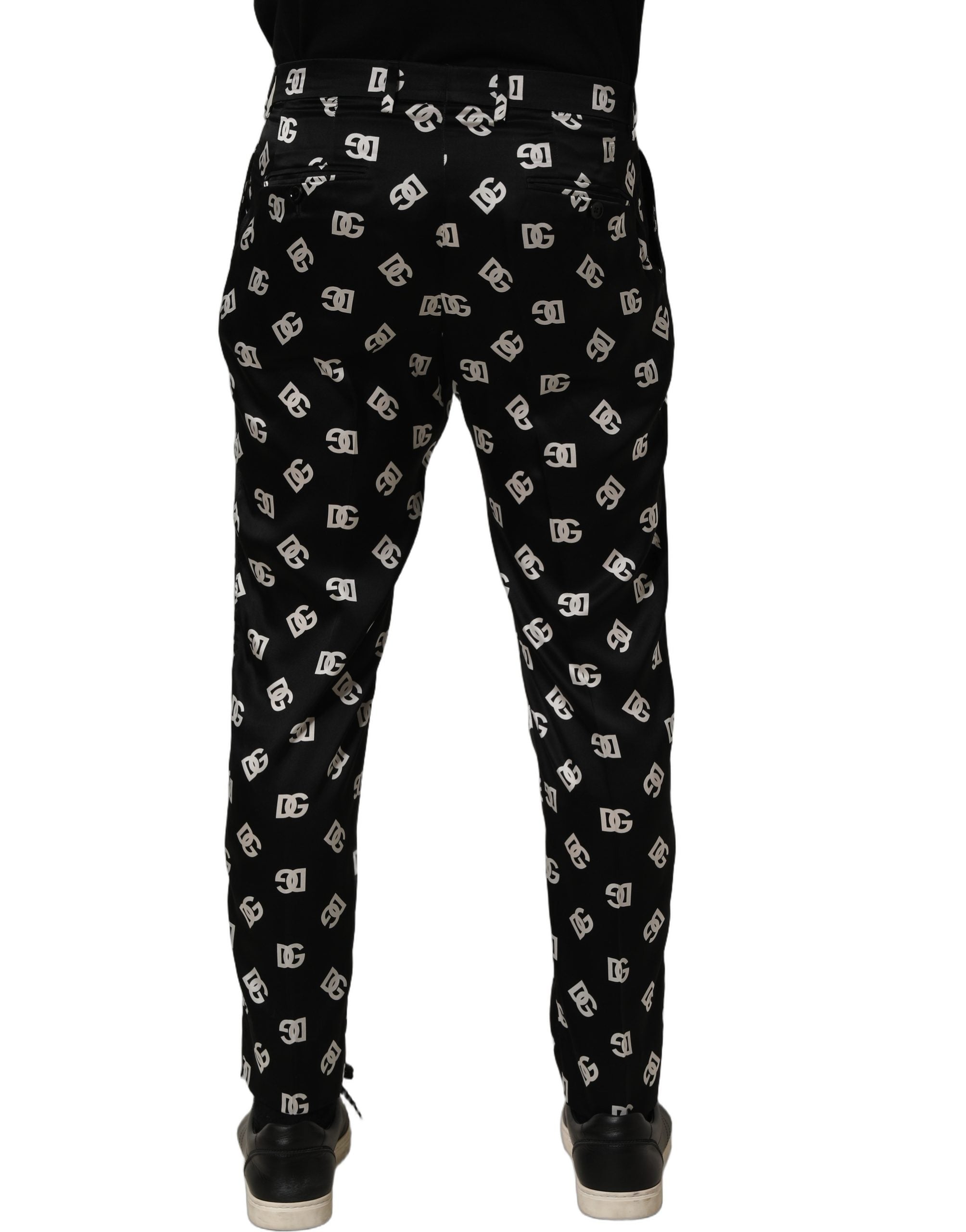 Dolce & Gabbana Black Silk Skinny Leg Dress Men Trouser Pants