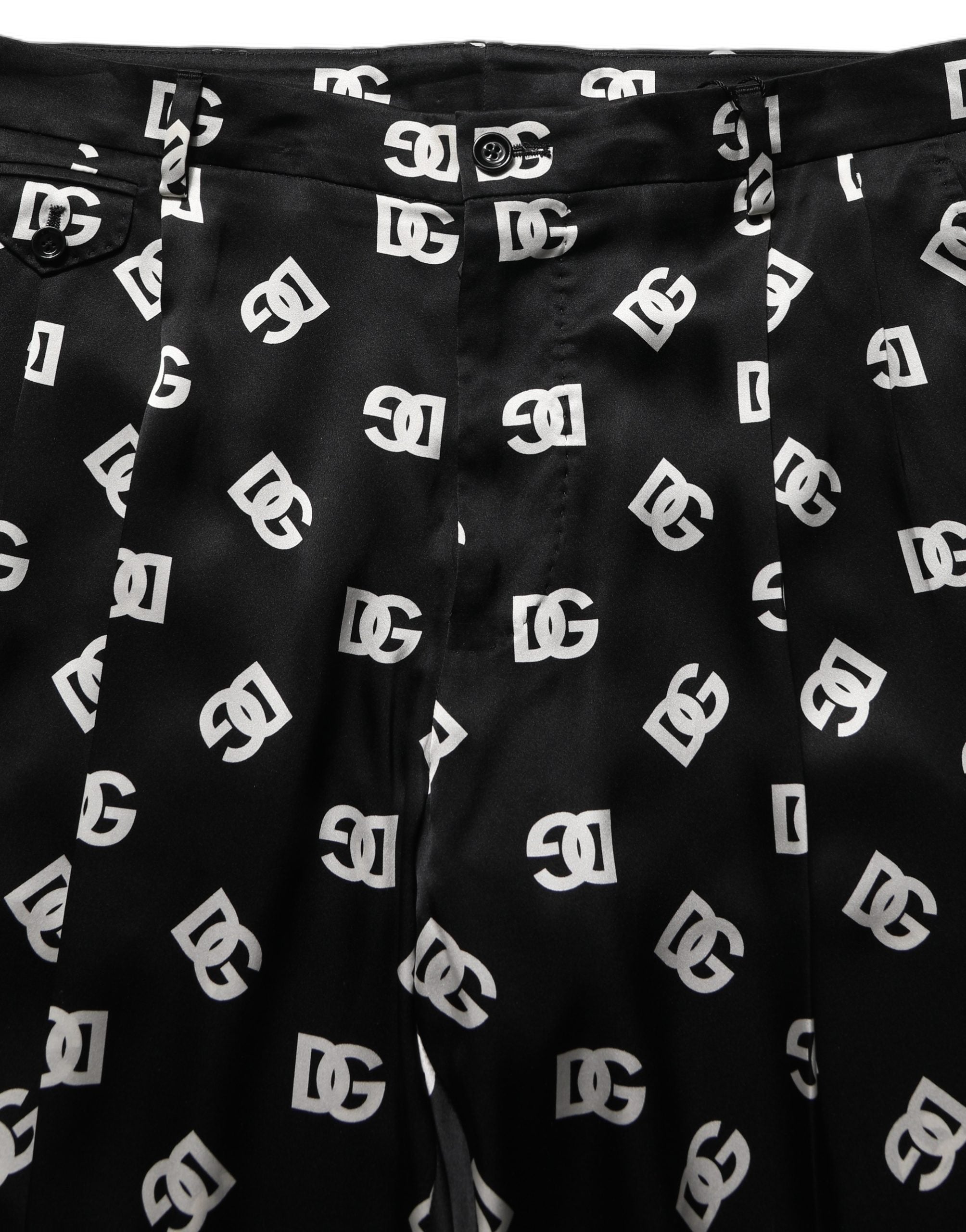 Dolce & Gabbana Black Silk Skinny Leg Dress Men Trouser Pants