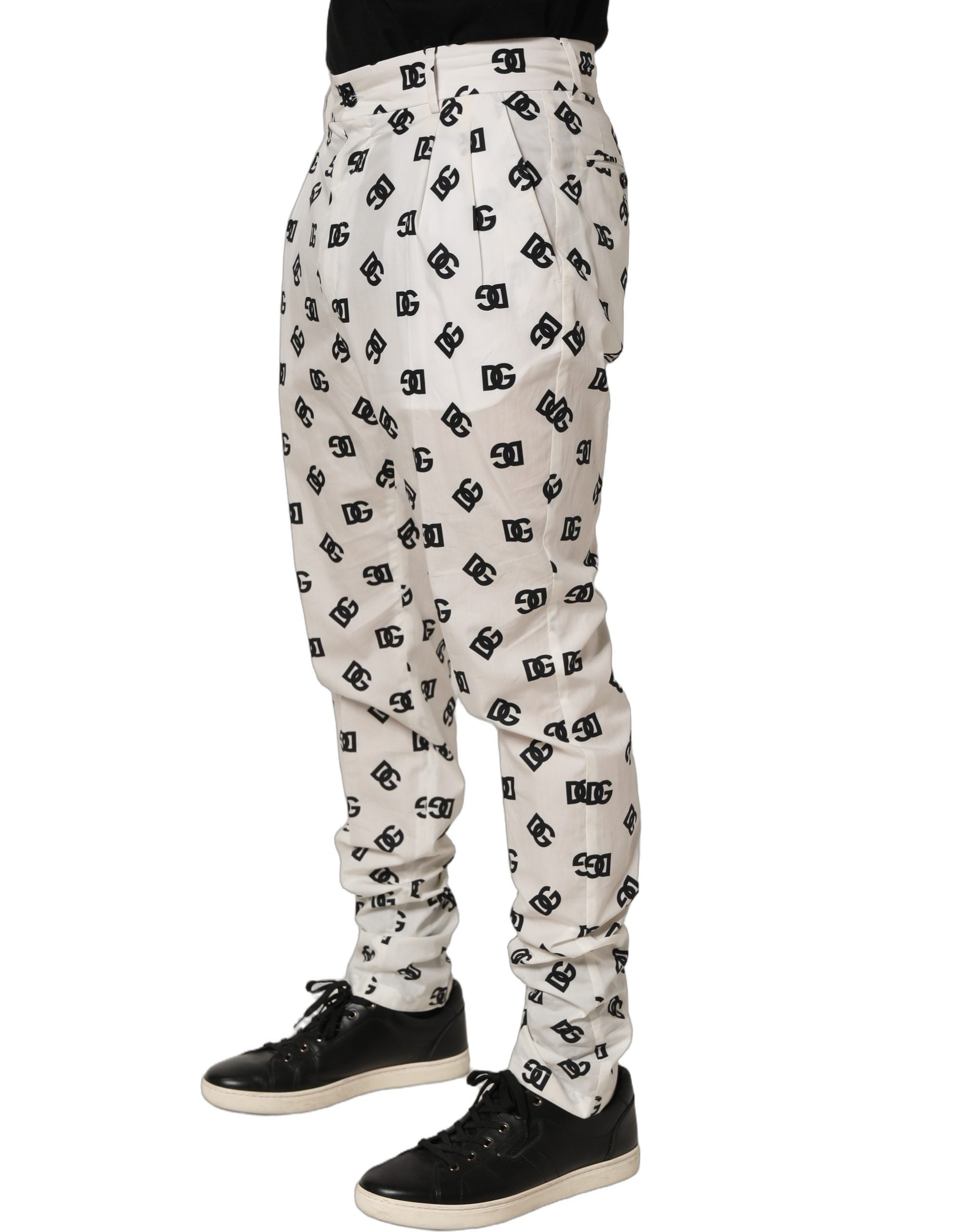 Dolce & Gabbana White Logo Skinny Leg Dress Men Trouser Pants