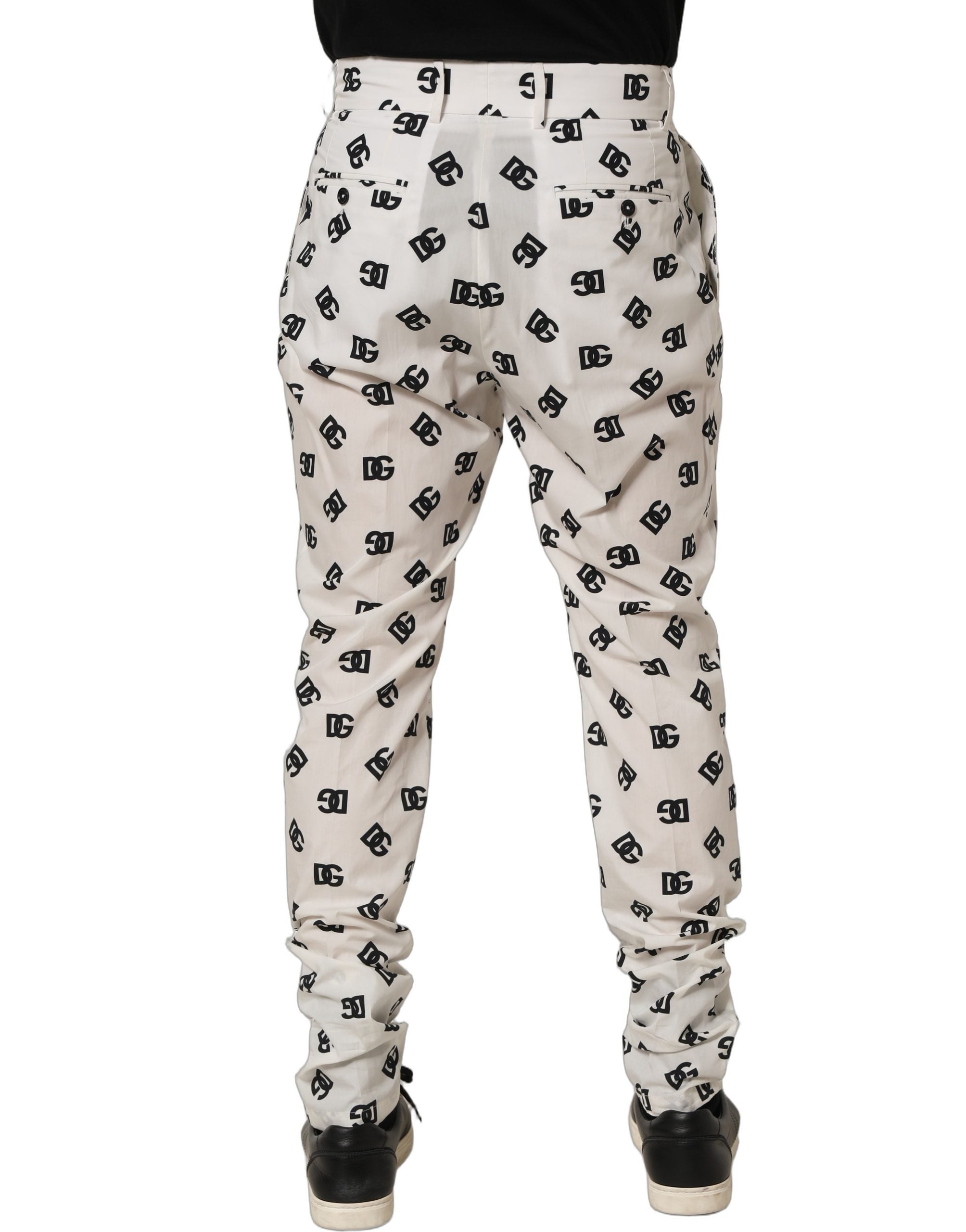 Dolce & Gabbana White Logo Skinny Leg Dress Men Trouser Pants