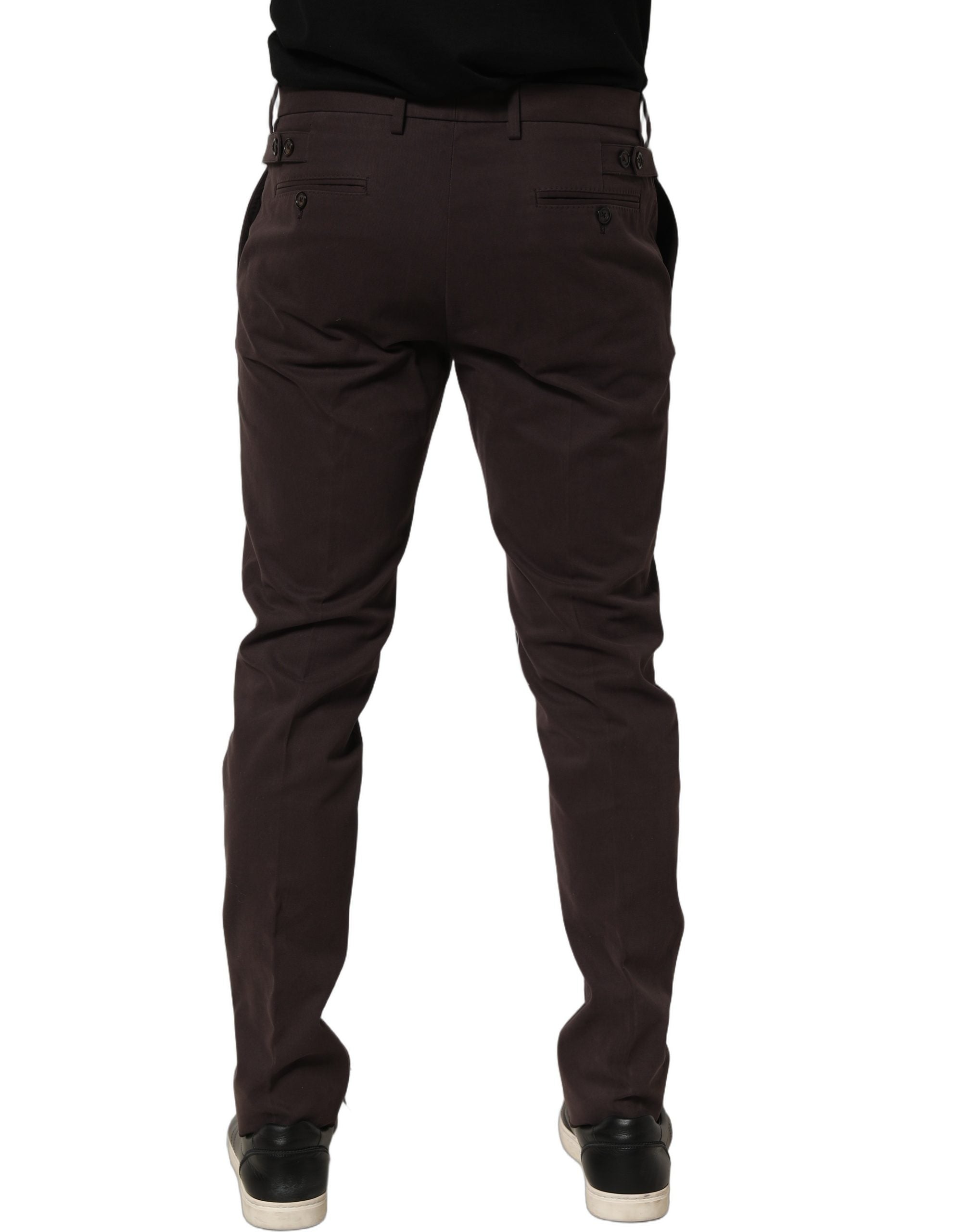 Dolce & Gabbana Brown Cotton Skinny Leg Dress Trouser Pants