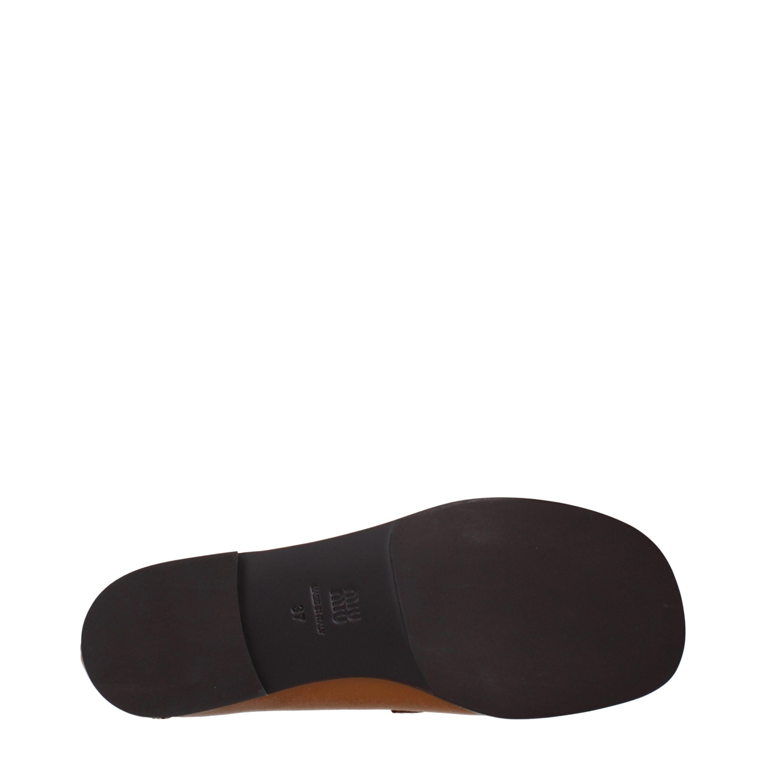 Miu Miu Brown Leather Slip-On Loafers