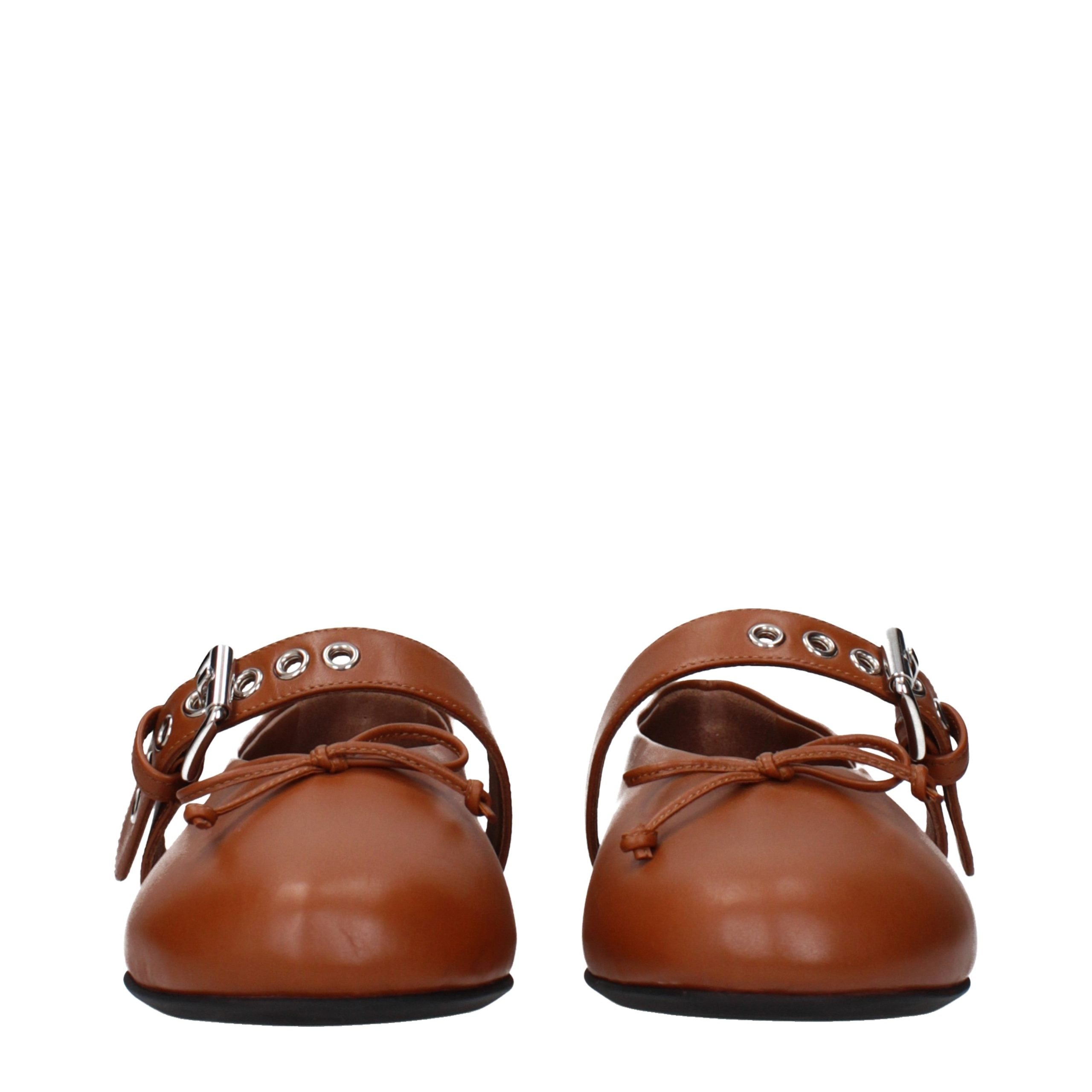 Miu Miu Brown Leather Ballet Flats