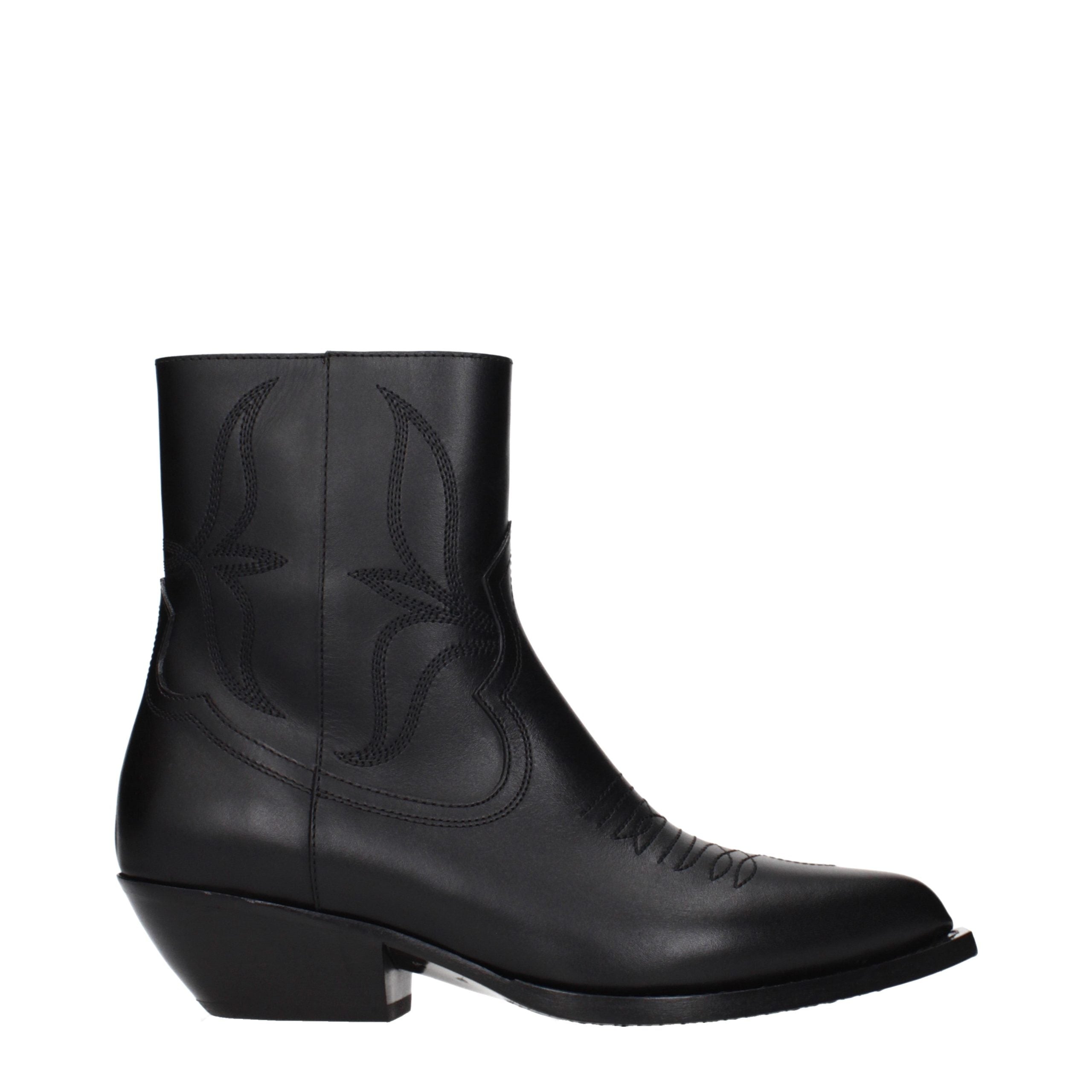 Celine Black Leather Ankle Boots
