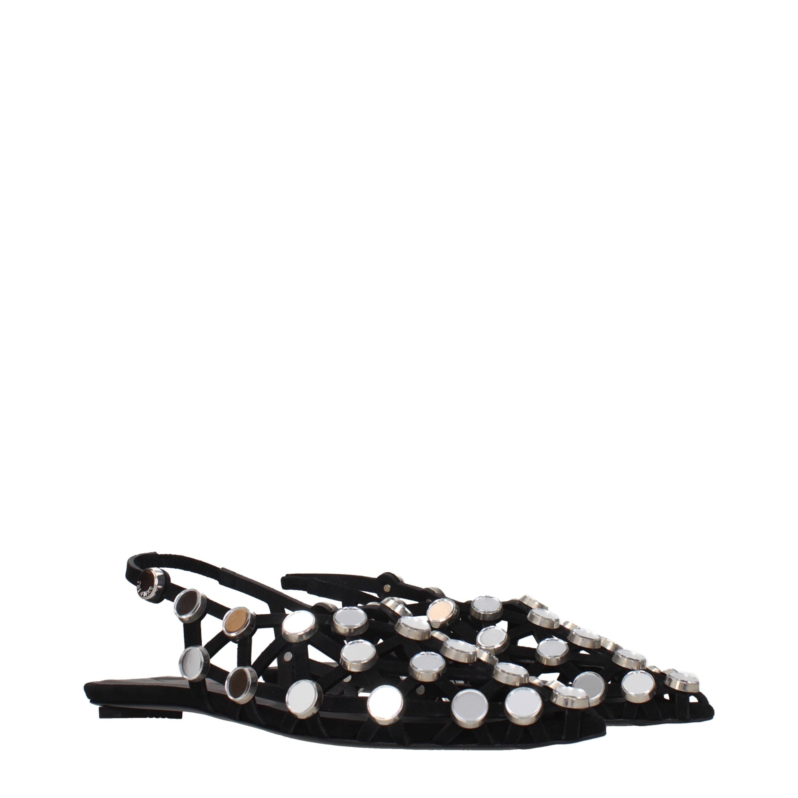 The Attico Black Leather Ballet Flats