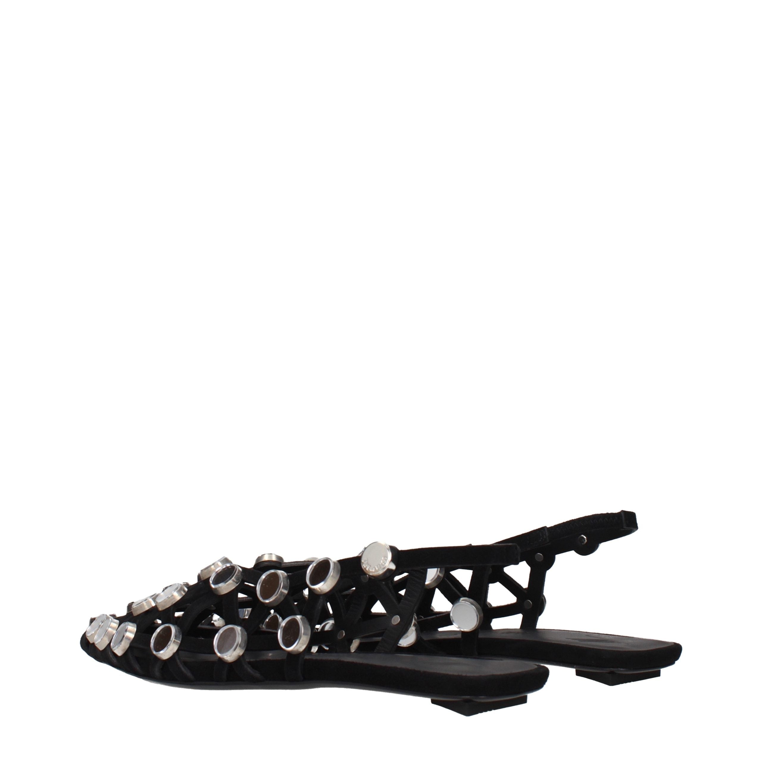 The Attico Black Leather Ballet Flats