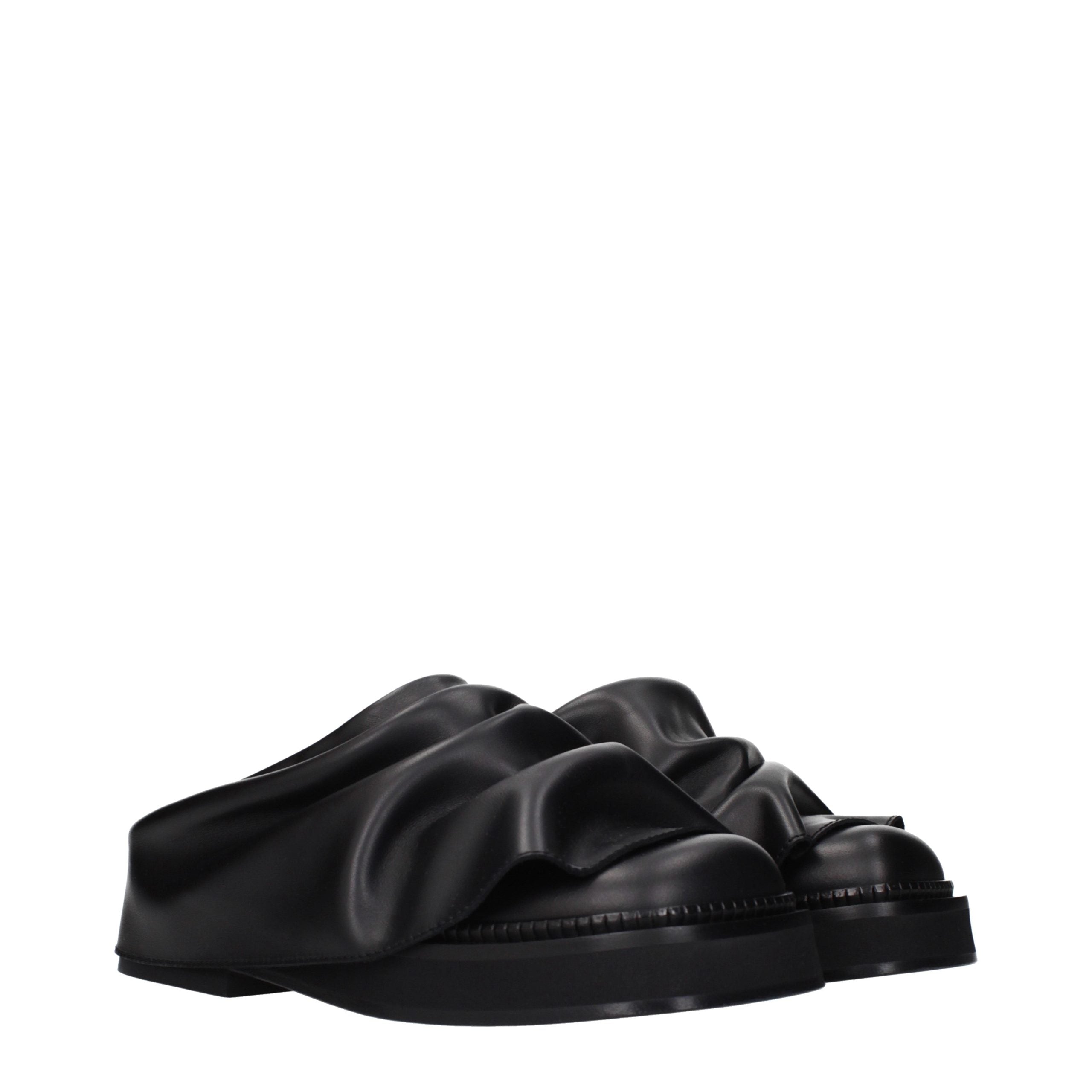The Attico Black Leather Slippers