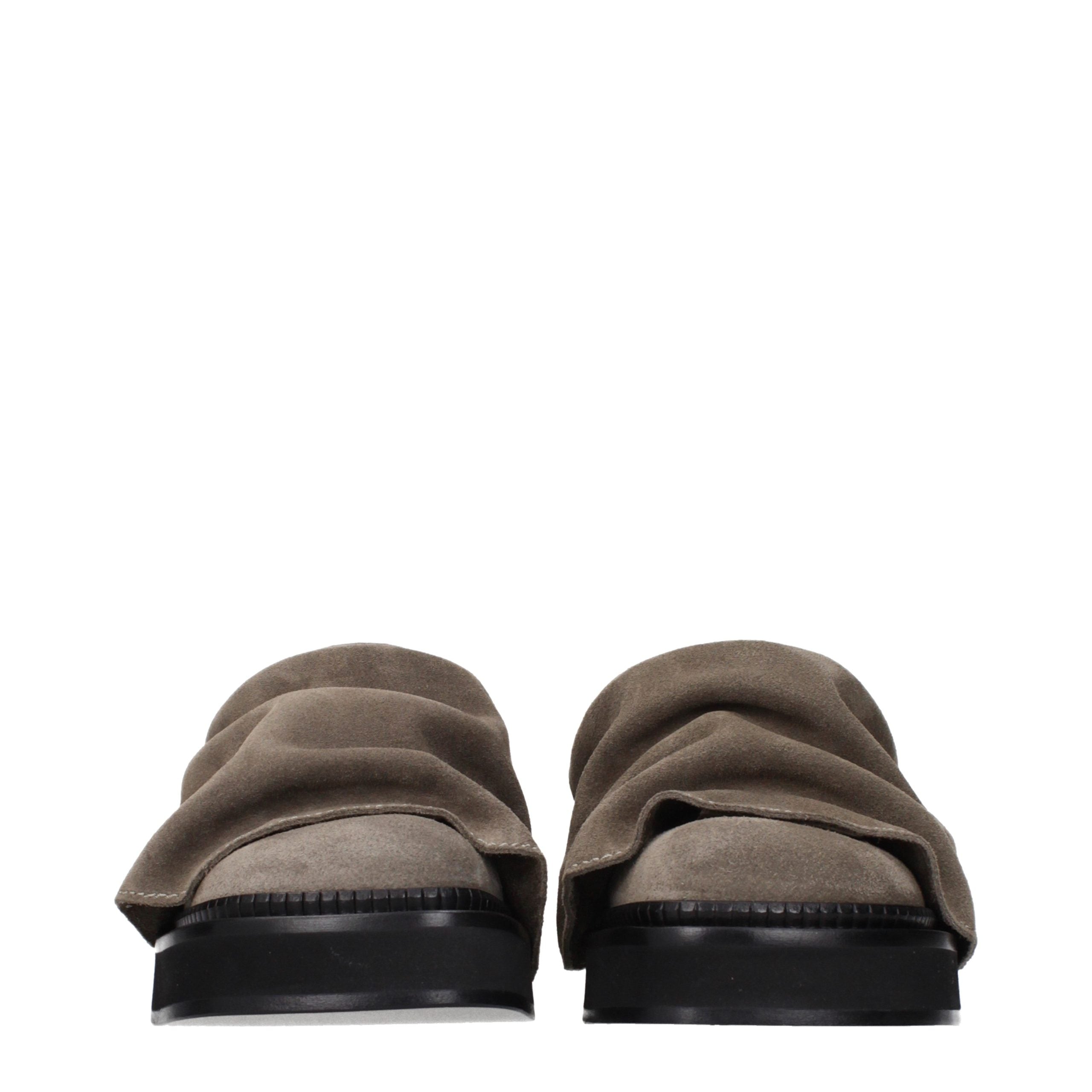 The Attico Gray Leather Slippers