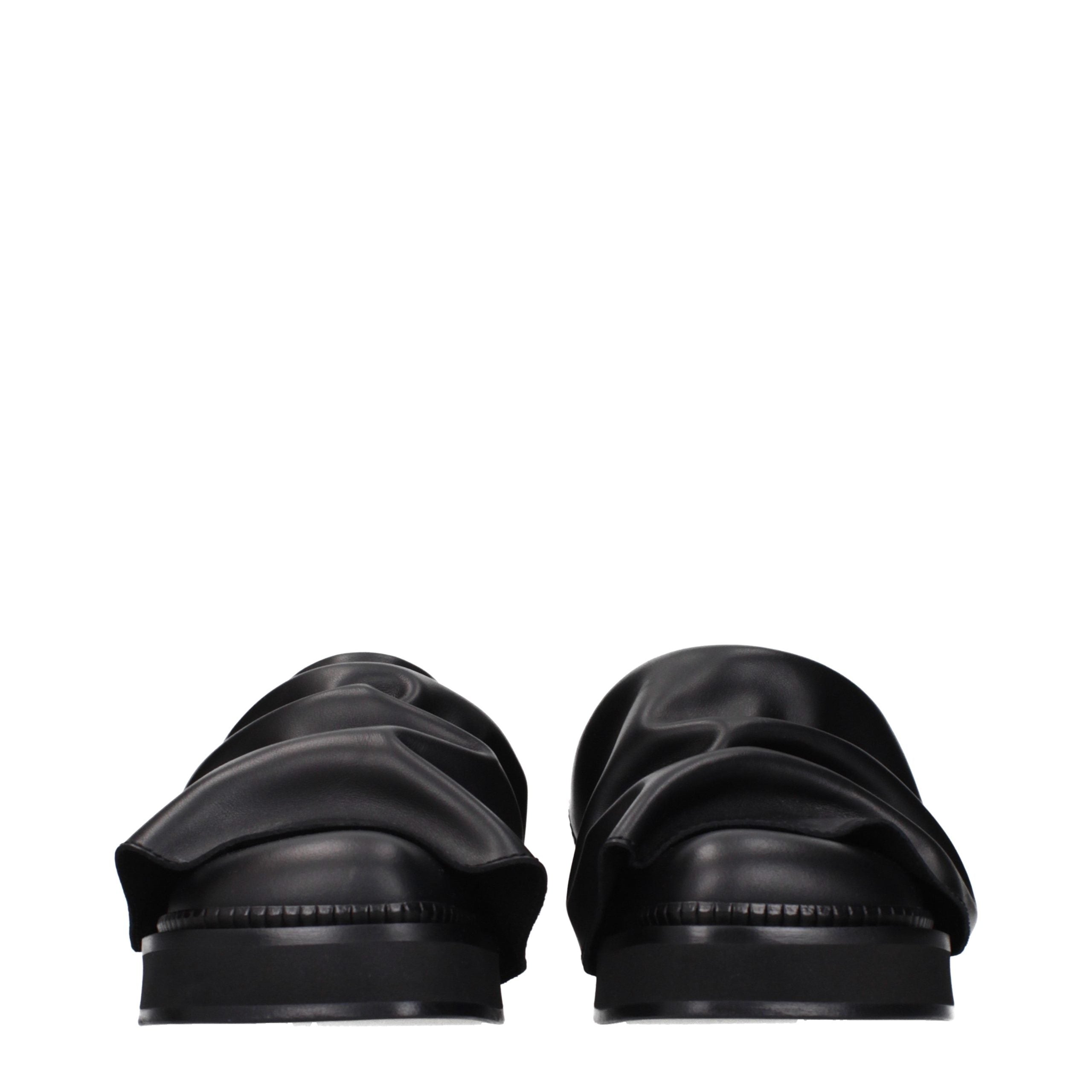 The Attico Black Leather Slippers