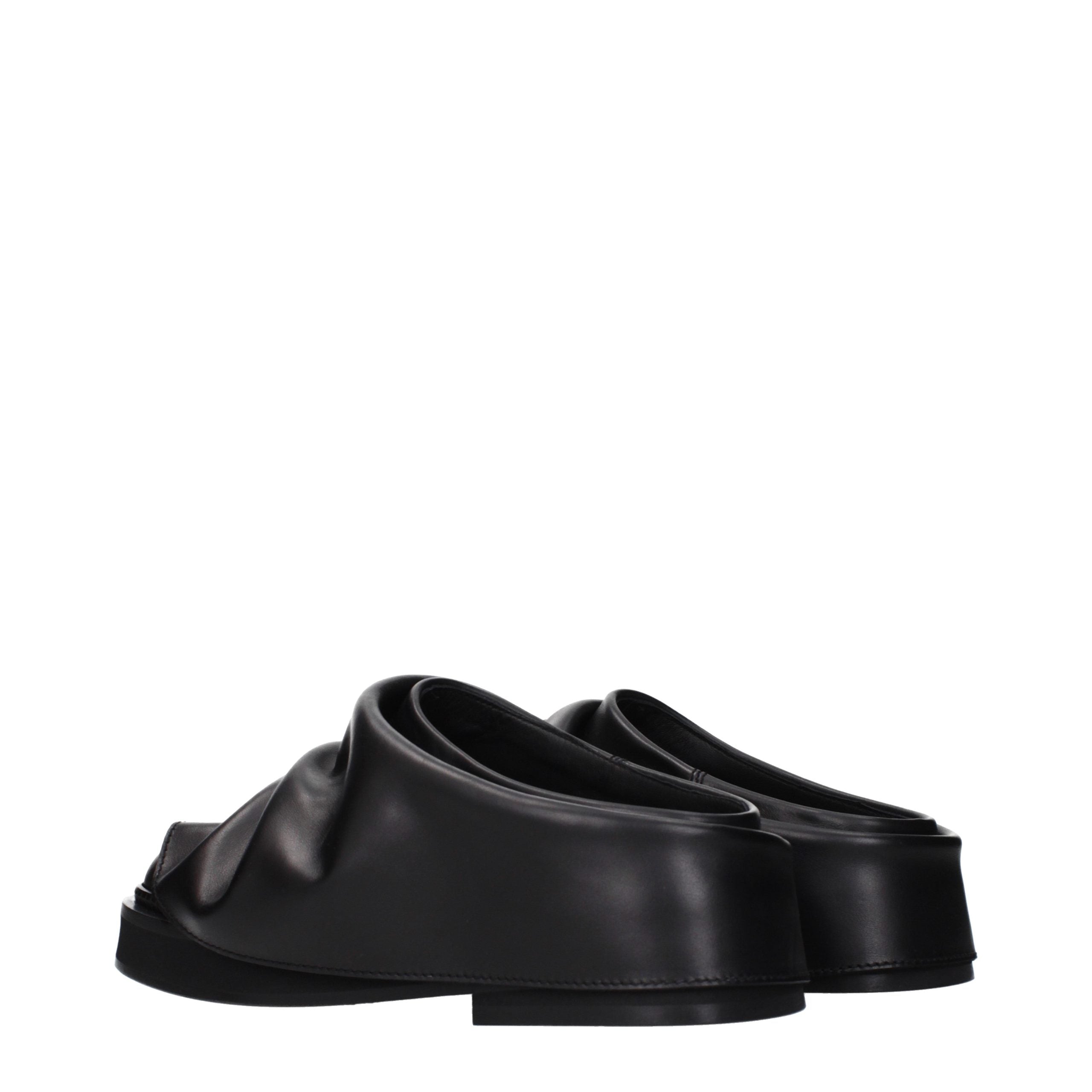 The Attico Black Leather Slippers