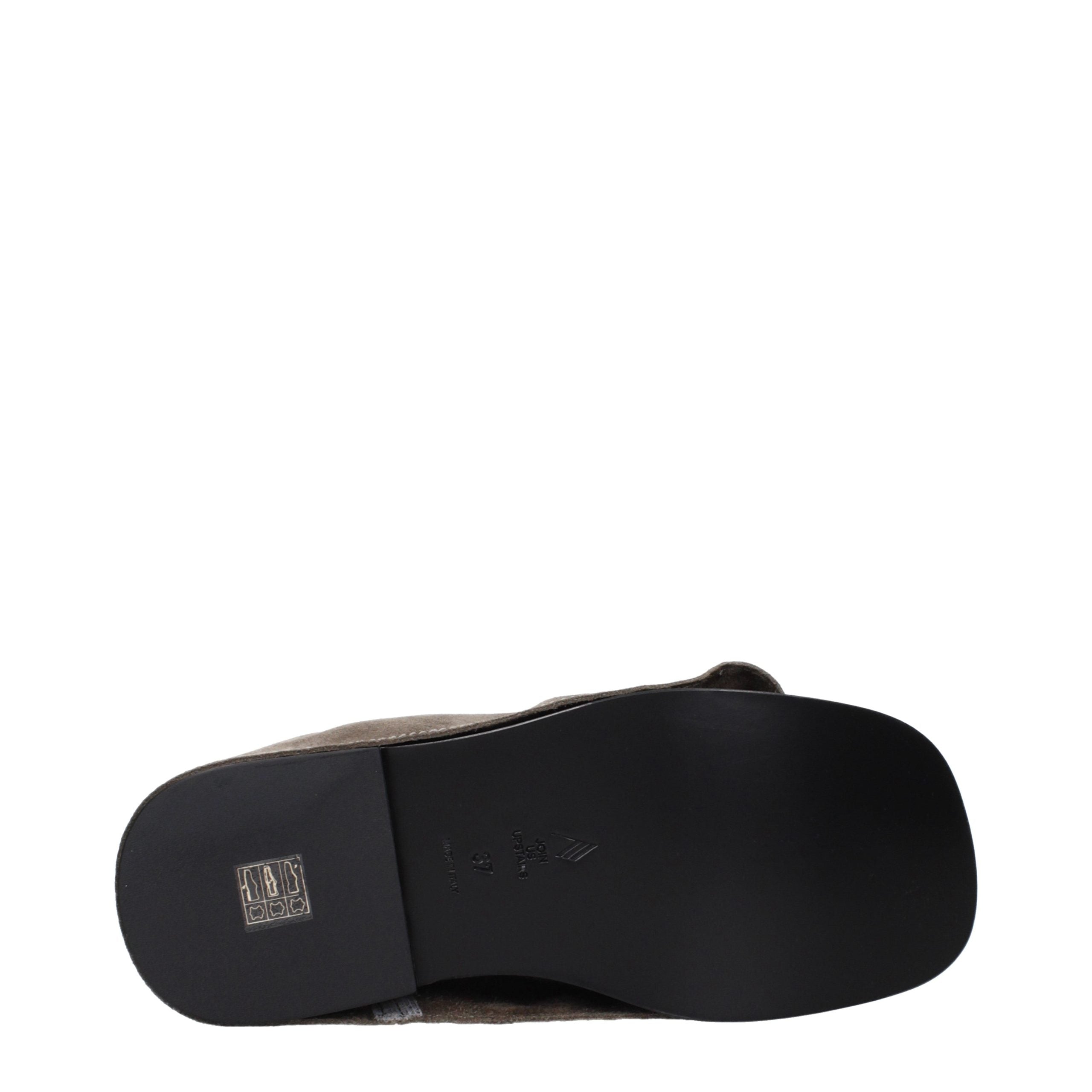 The Attico Gray Leather Slippers