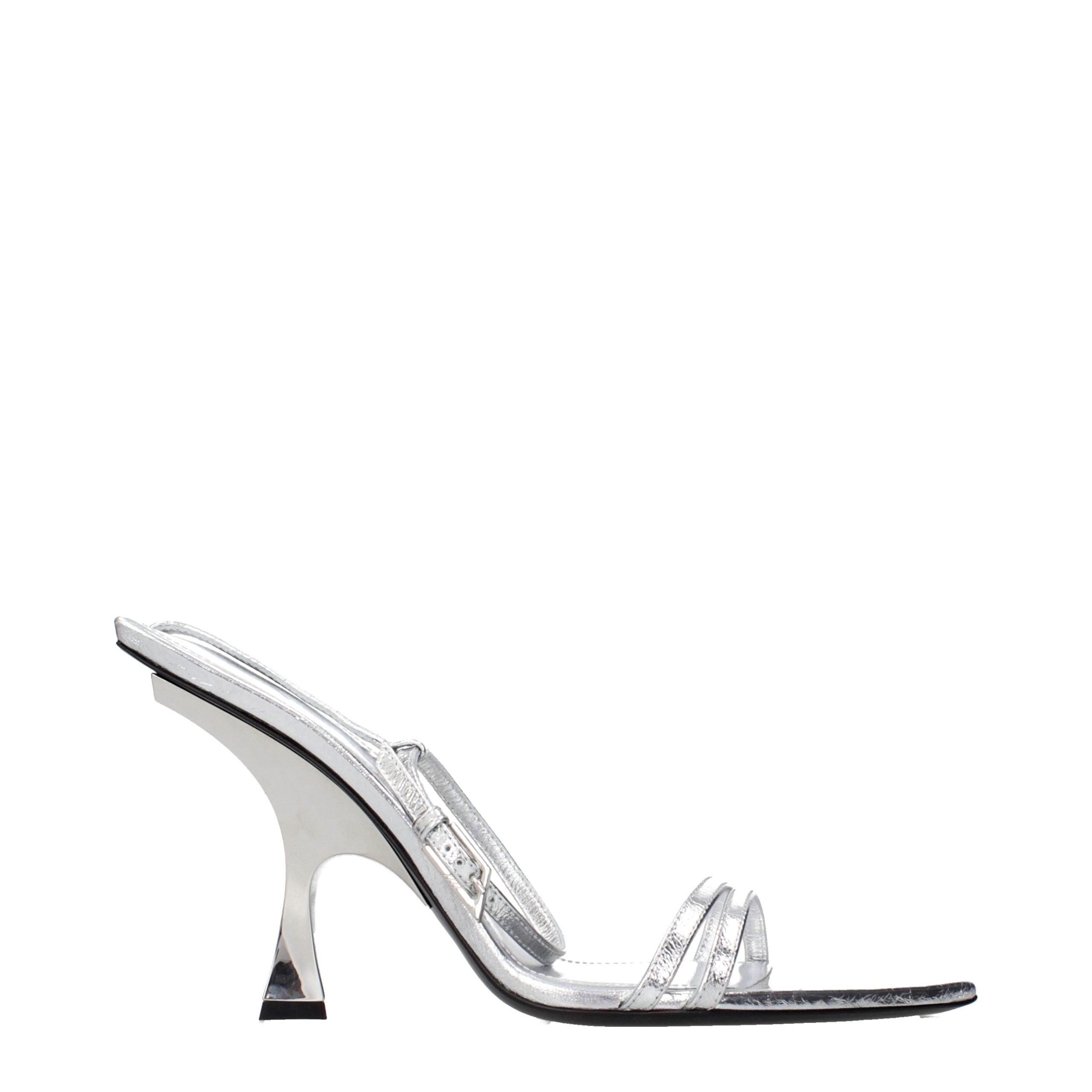 The Attico Gray Leather Stiletto Heel Sandals