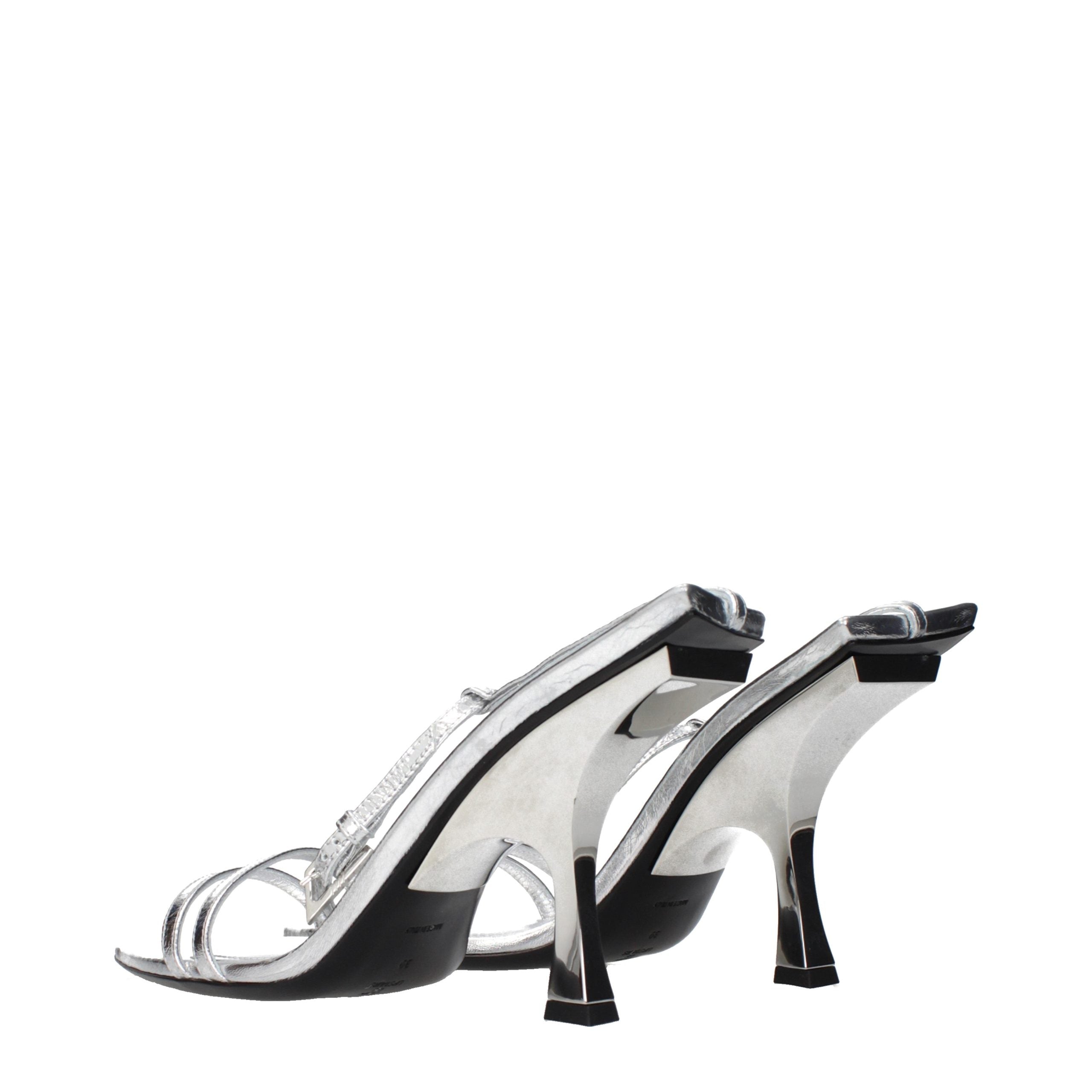 The Attico Gray Leather Stiletto Heel Sandals