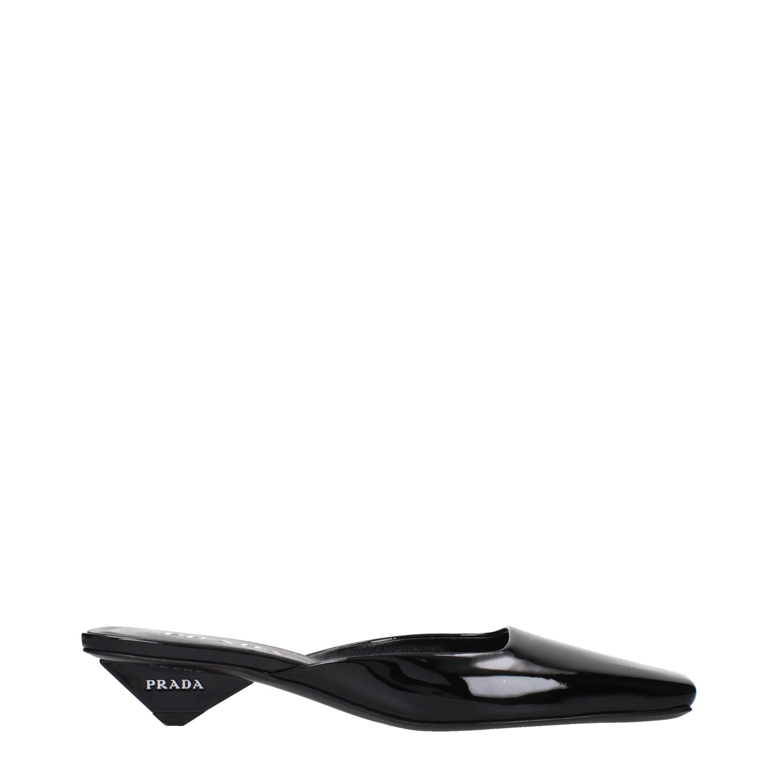 Prada Black Leather Flat Sandals