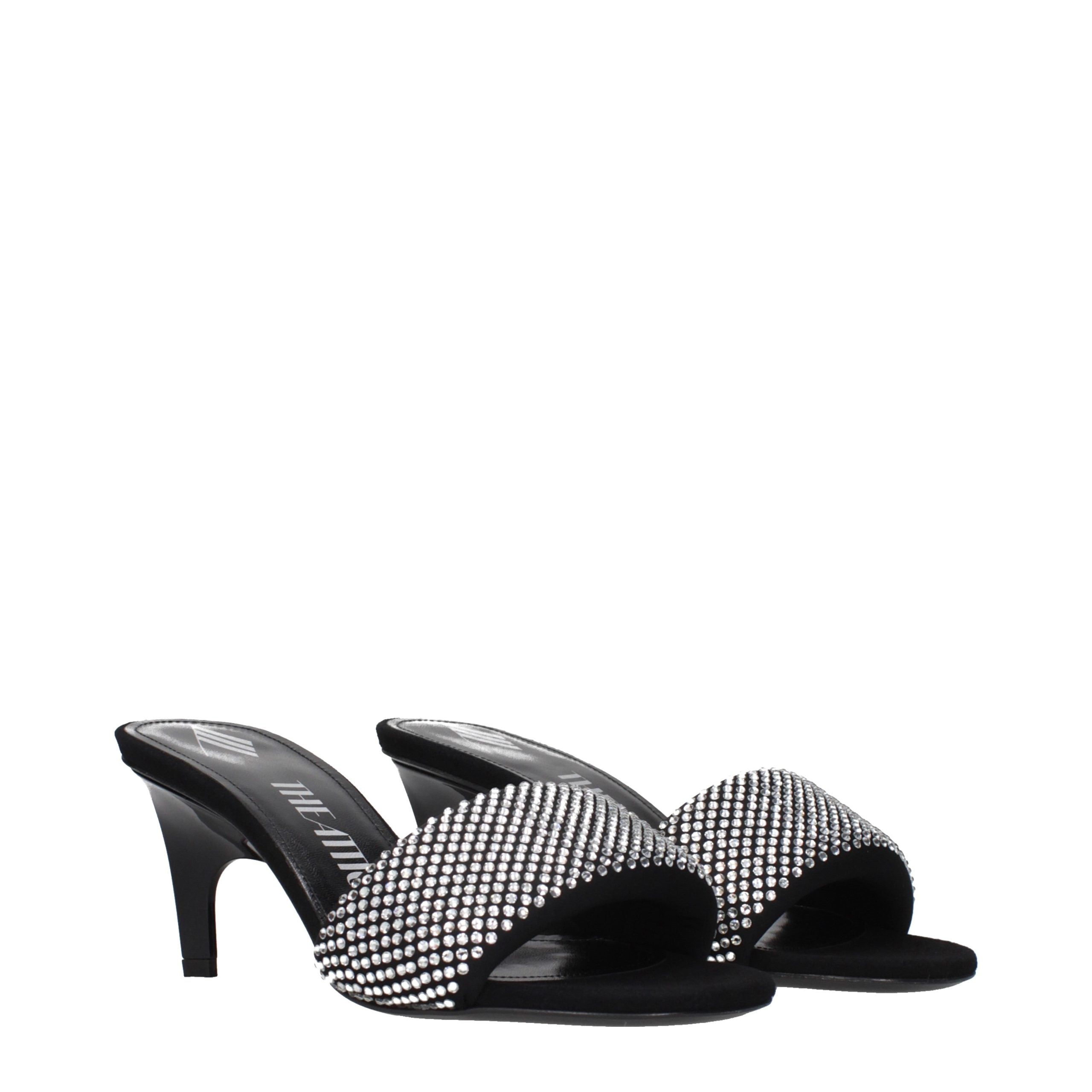 The Attico Black Fabric Stiletto Heel Sandals