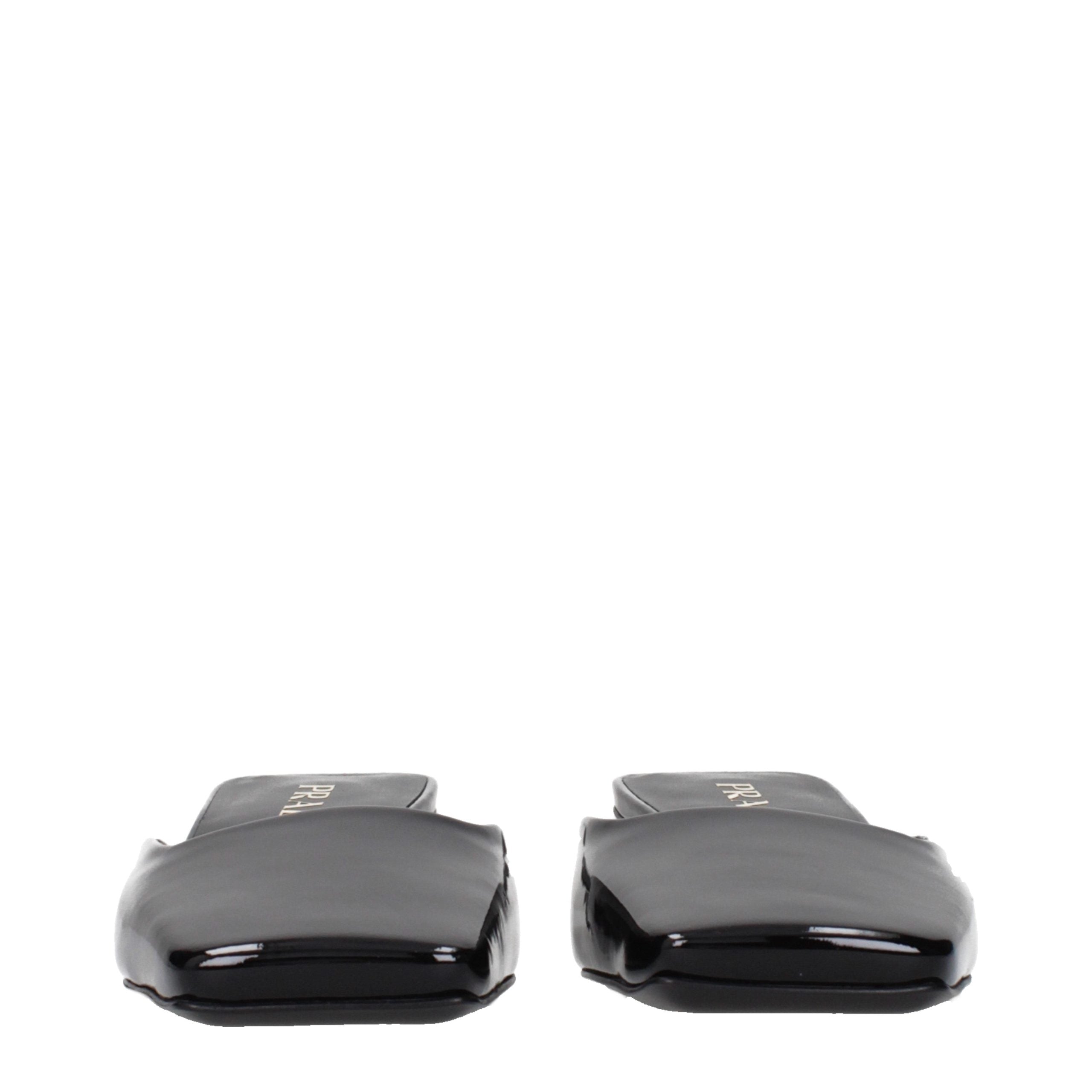 Prada Black Leather Flat Sandals
