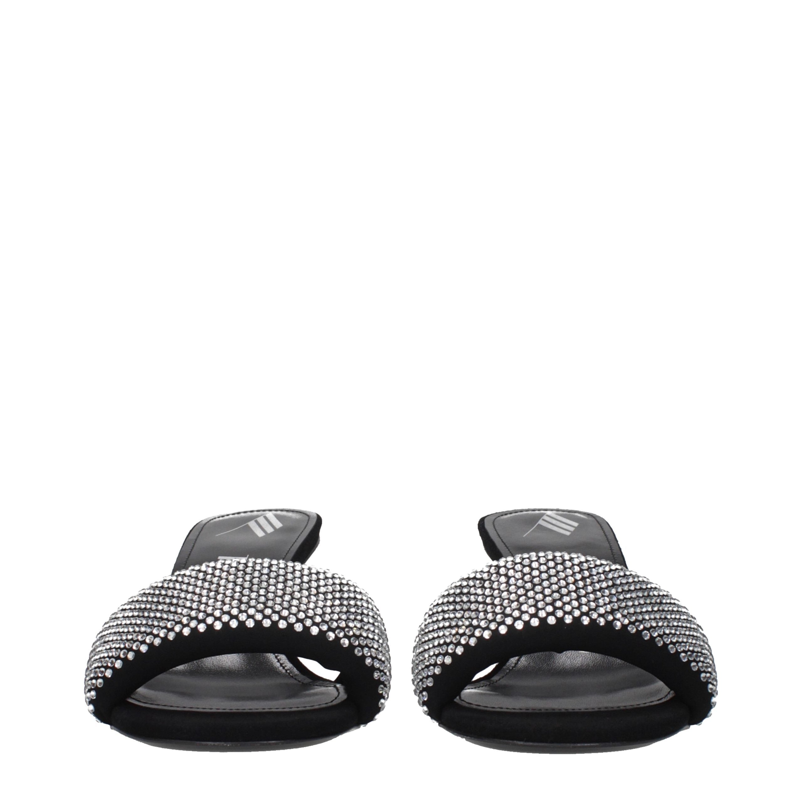 The Attico Black Fabric Stiletto Heel Sandals