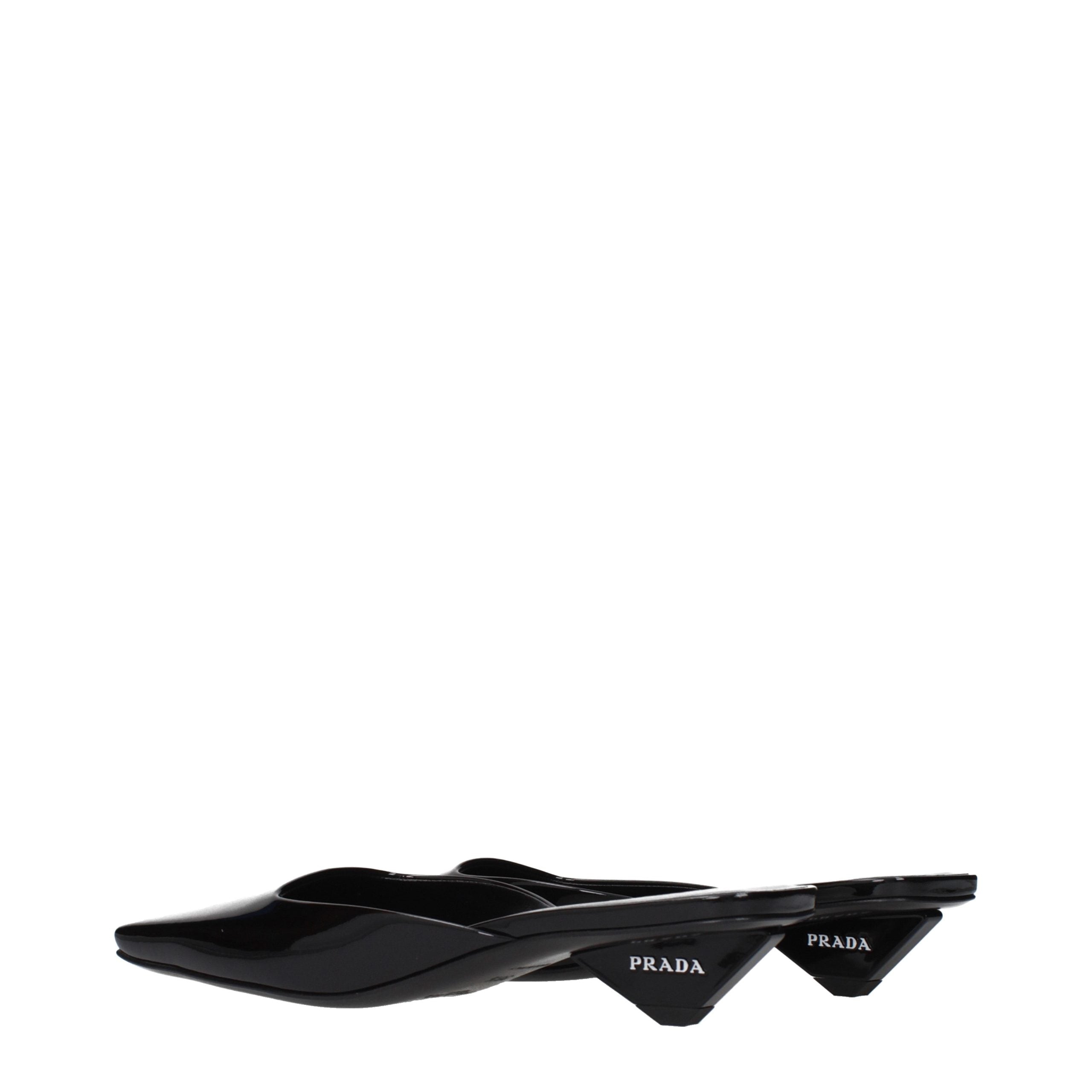 Prada Black Leather Flat Sandals