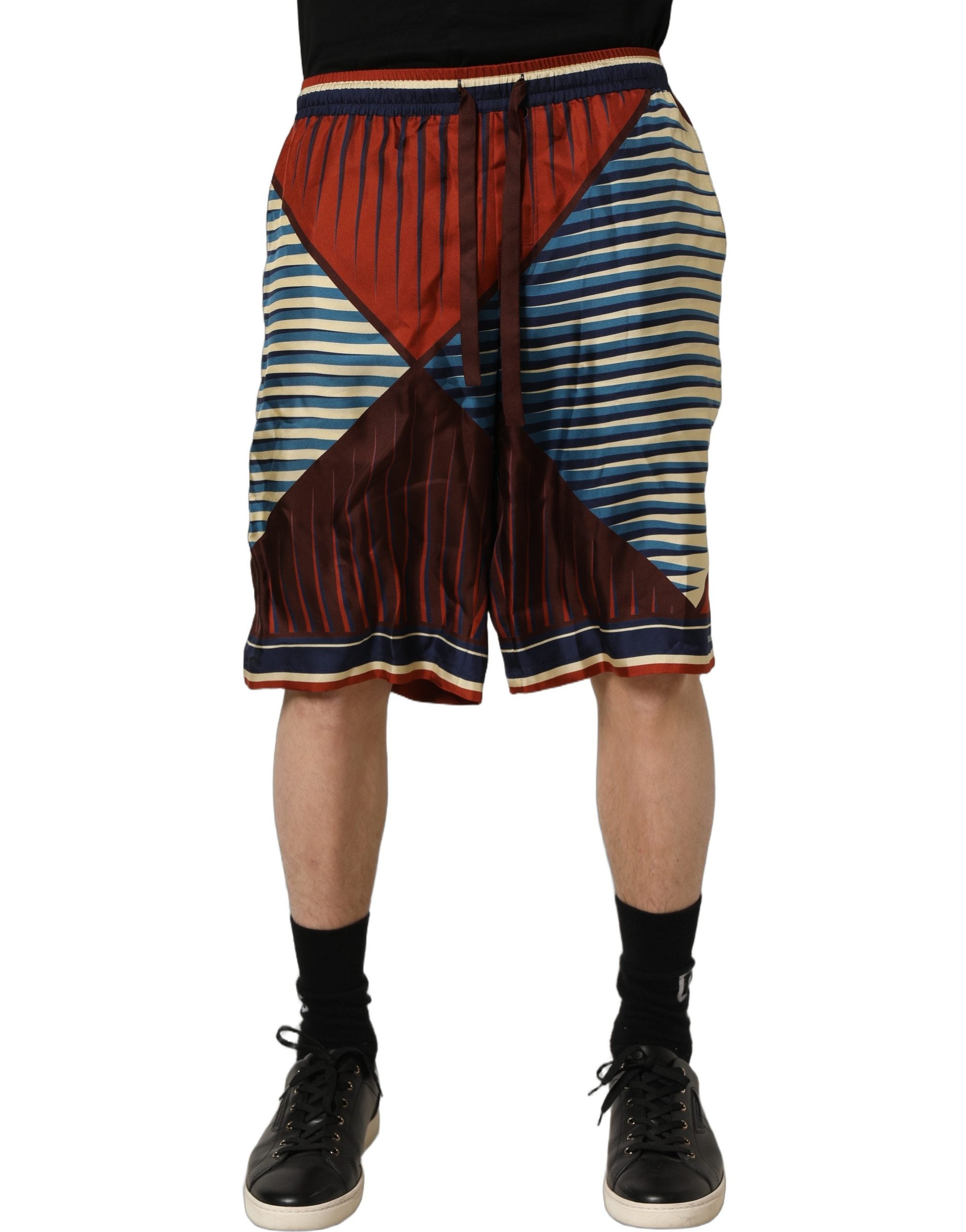 Dolce & Gabbana Multicolor Geometric Silk Men Bermuda Shorts