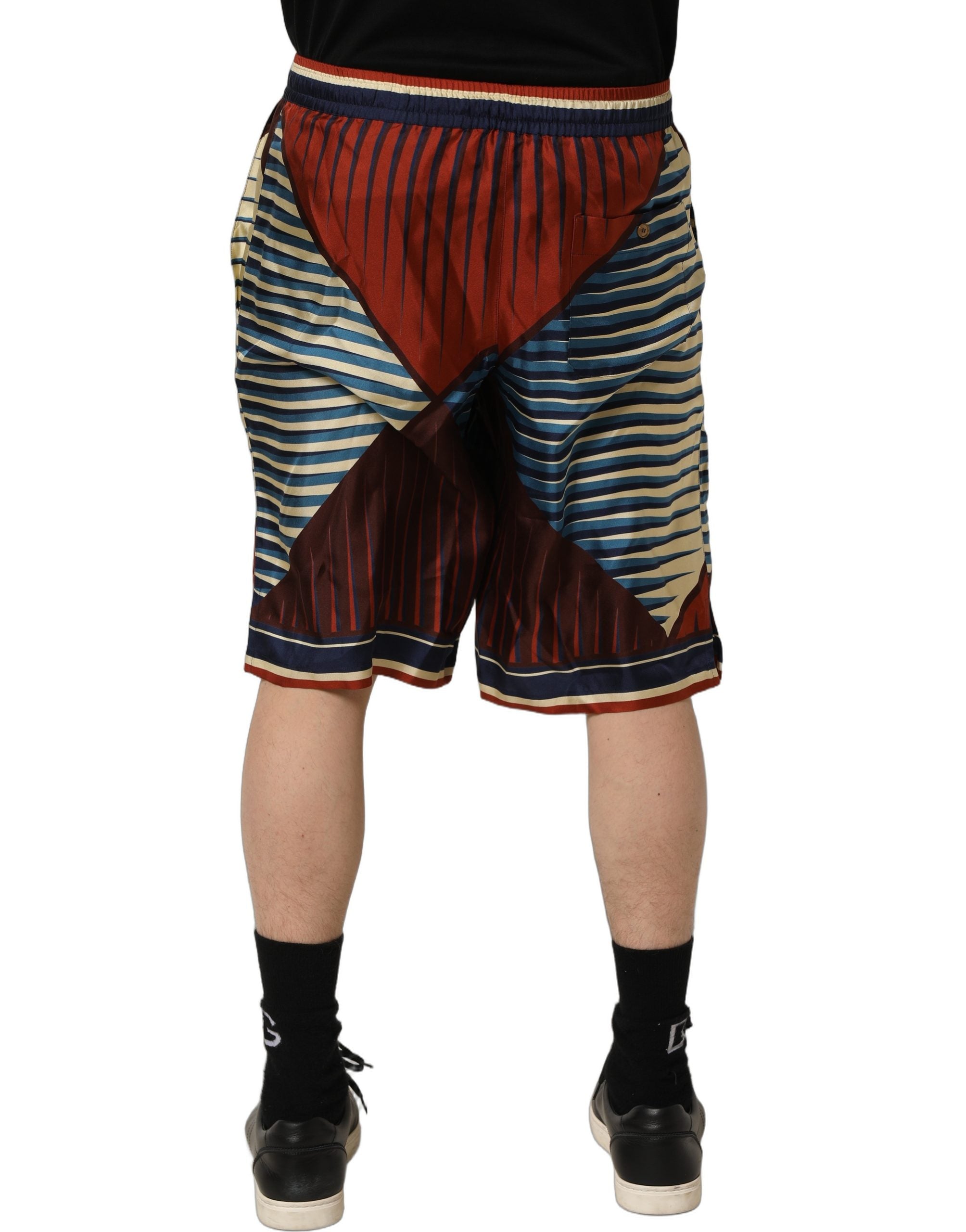 Dolce & Gabbana Multicolor Geometric Silk Men Bermuda Shorts
