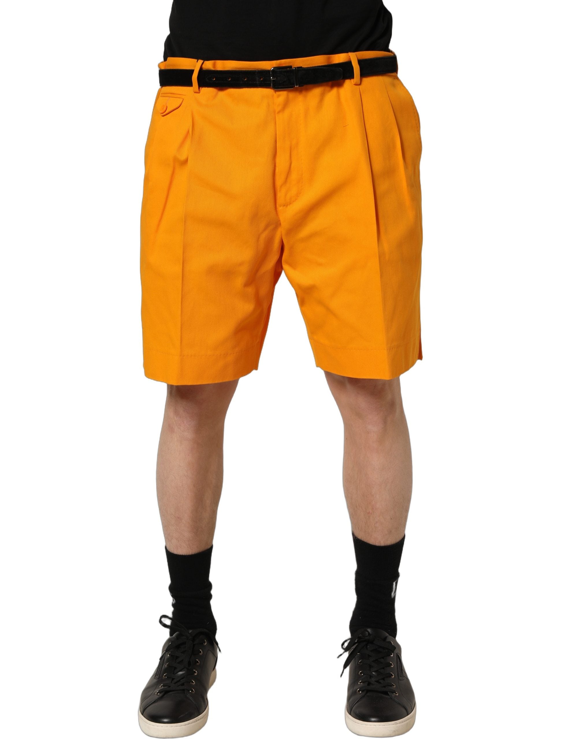 Dolce & Gabbana Orange Cotton Pleated Chino Bermuda Shorts