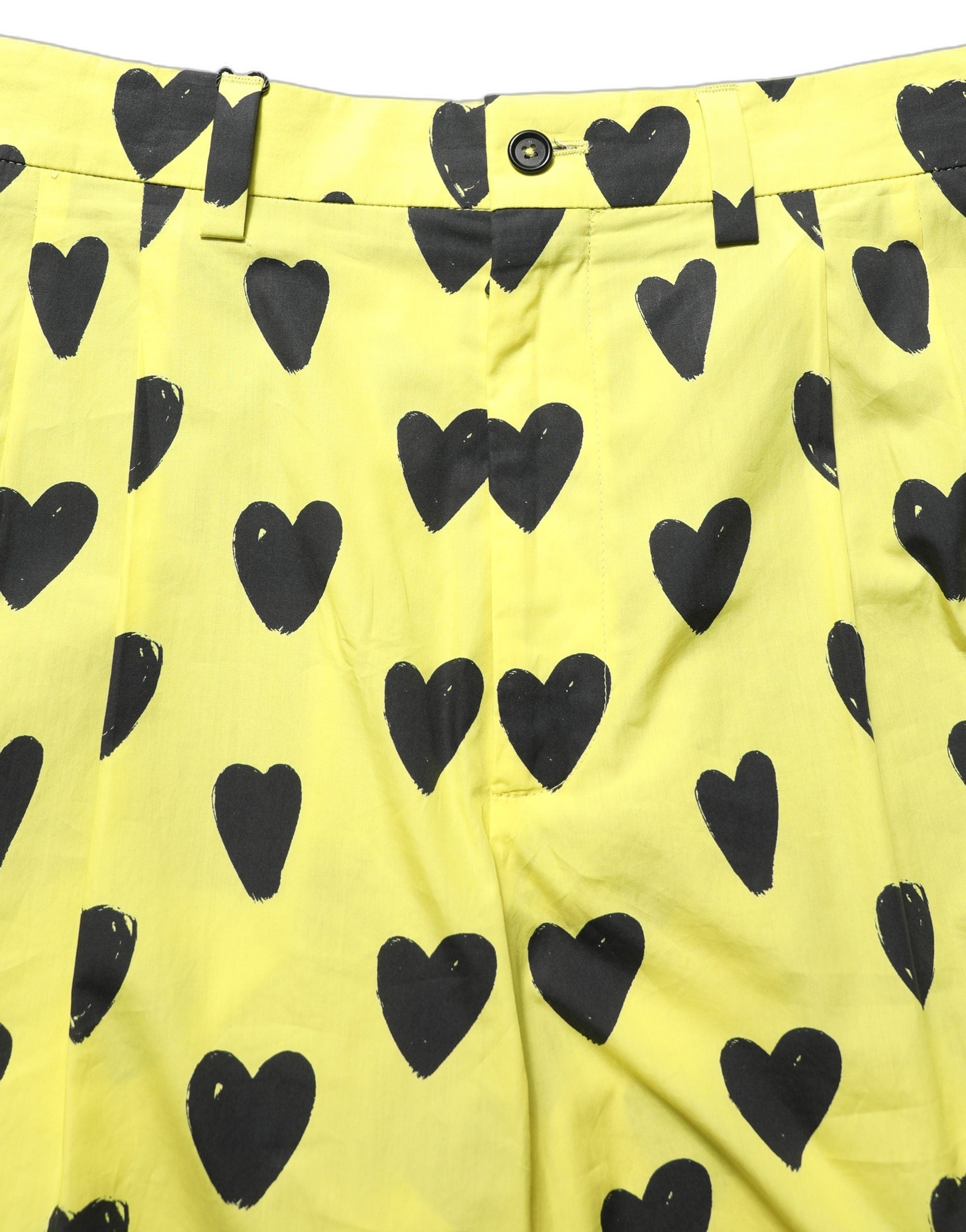Dolce & Gabbana Yellow Cotton Heart Print Men Bermuda Shorts