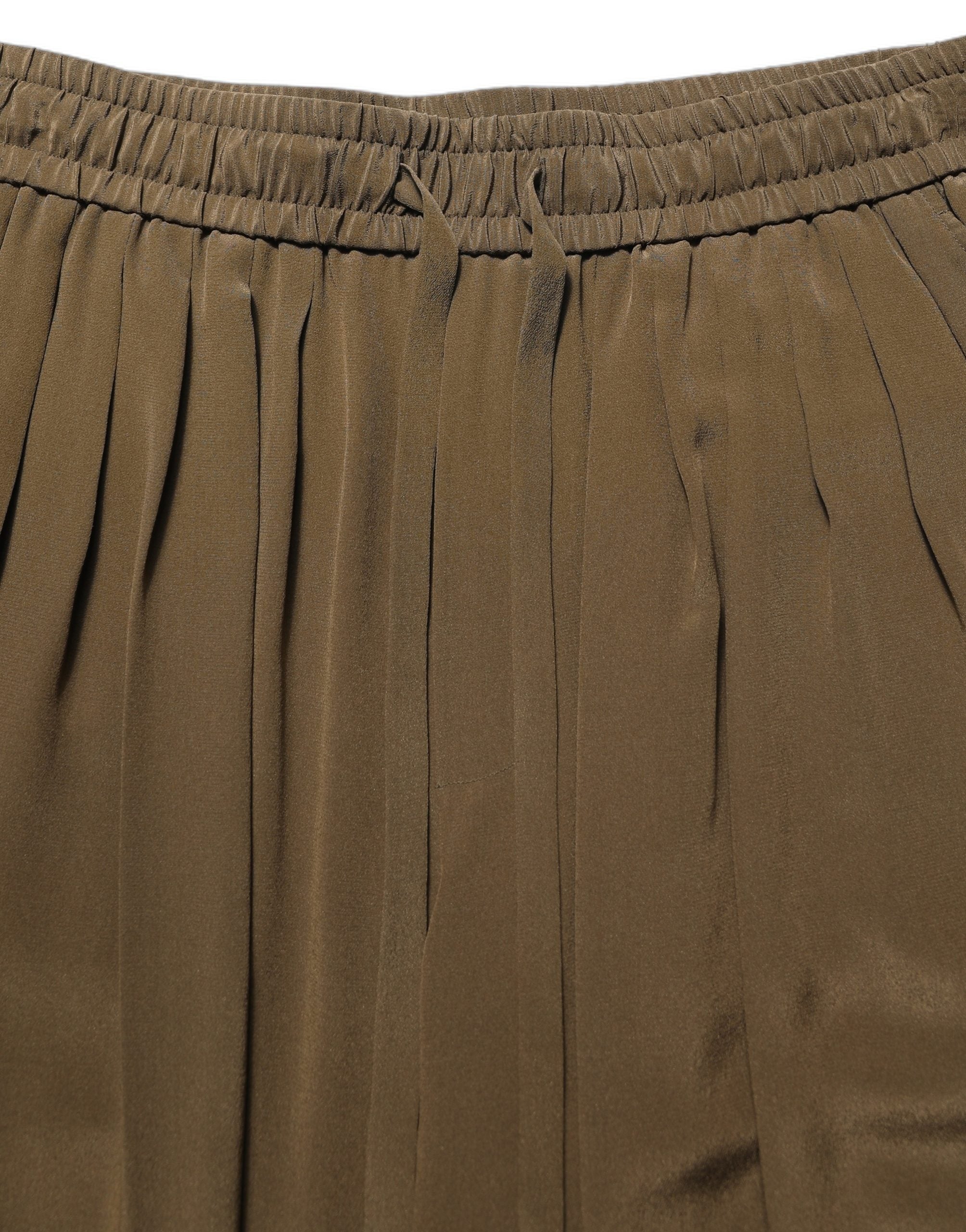 Dolce & Gabbana Brown Silk Mid Waist Pleated Bermuda Shorts